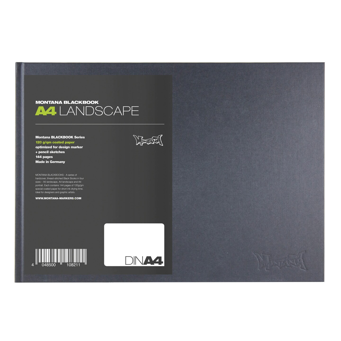 Montana Cans Hardbound Black Book - 12" x 8.5", 75 lb, 144 Sheets
