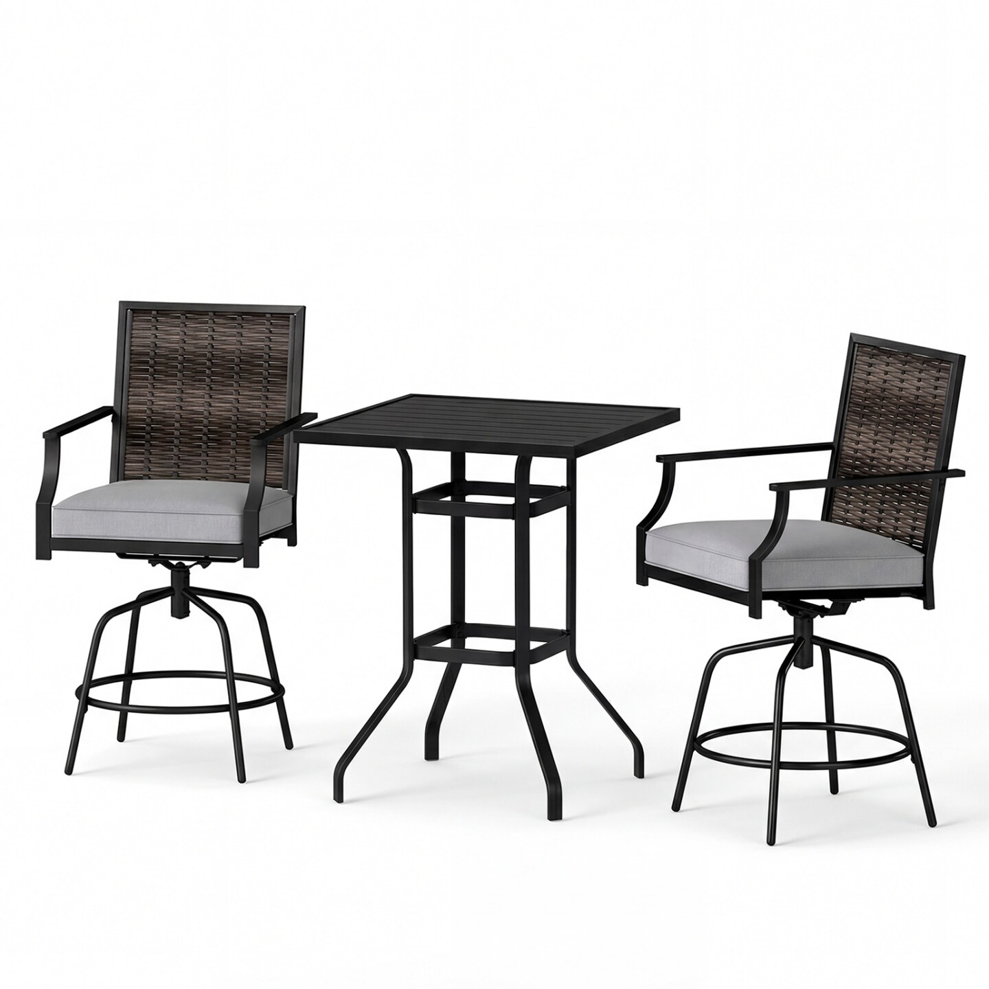 Outdoor 3-Piece Patio Bar Set – Swivel Chairs with High Top Table