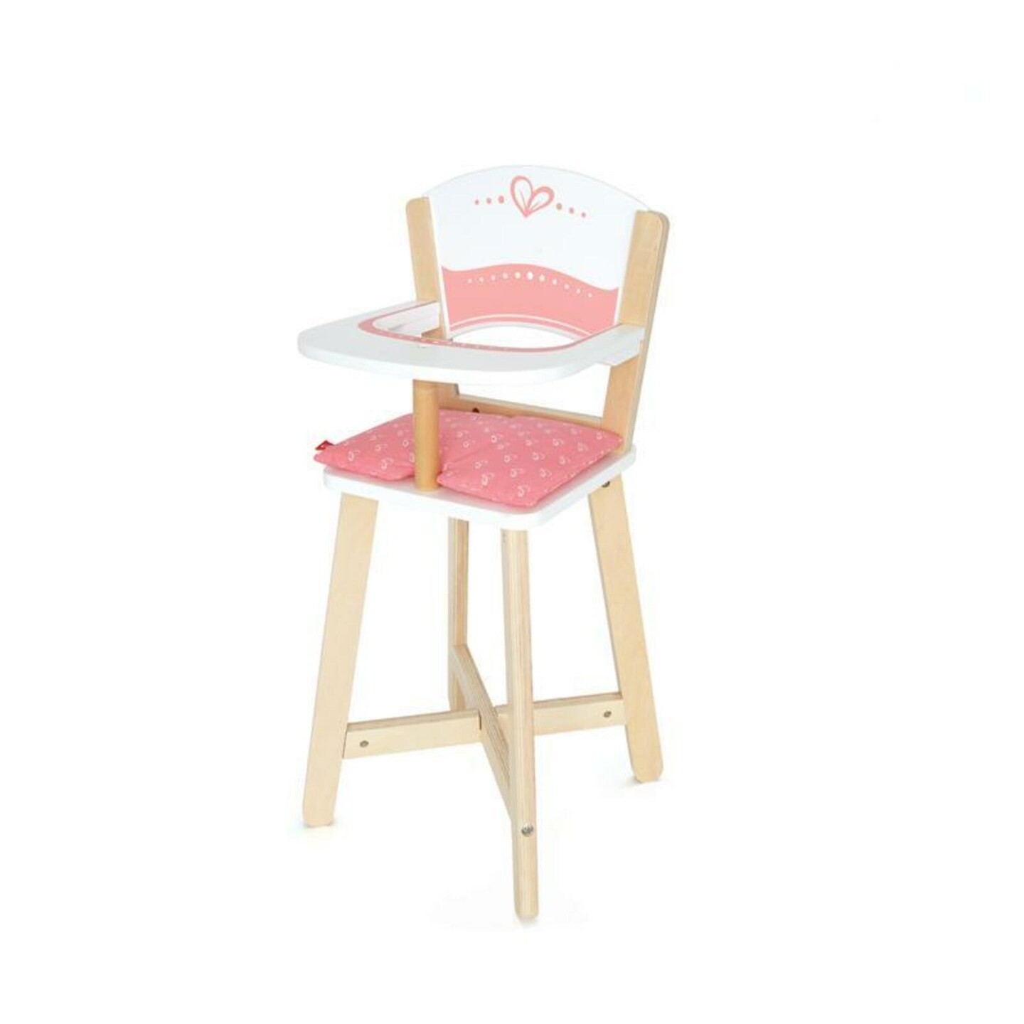 Hape Babydoll Highchair - Pink Hearts - Toddler Wooden Doll Play Furniture