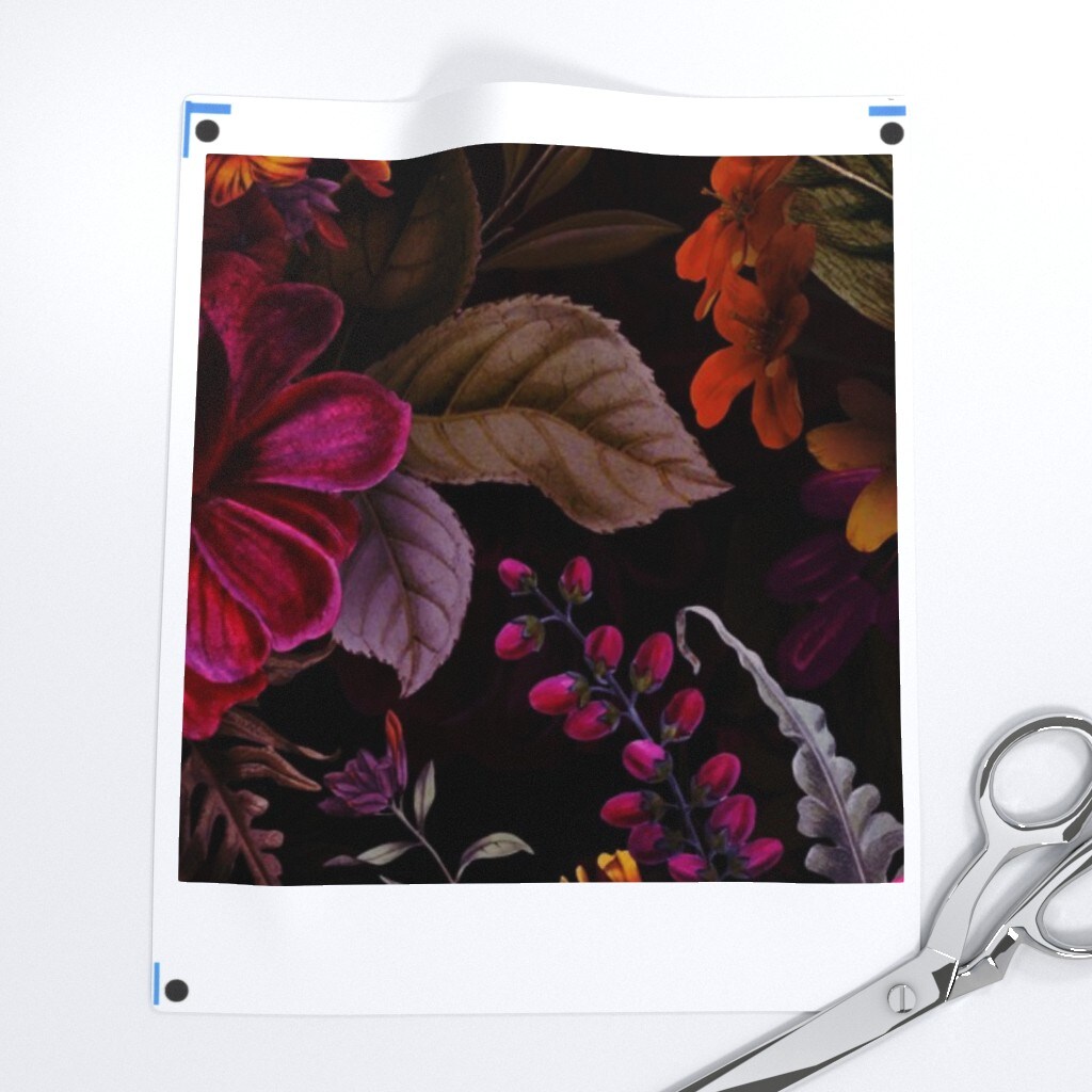 Moody Floral Gothic Flower Maximalist Bouquet Dark Red English Rose Nostalgic Large Scale Custom Printed Fabric by Spoonflower Various Fabrics by the Yard or Fat Quarter