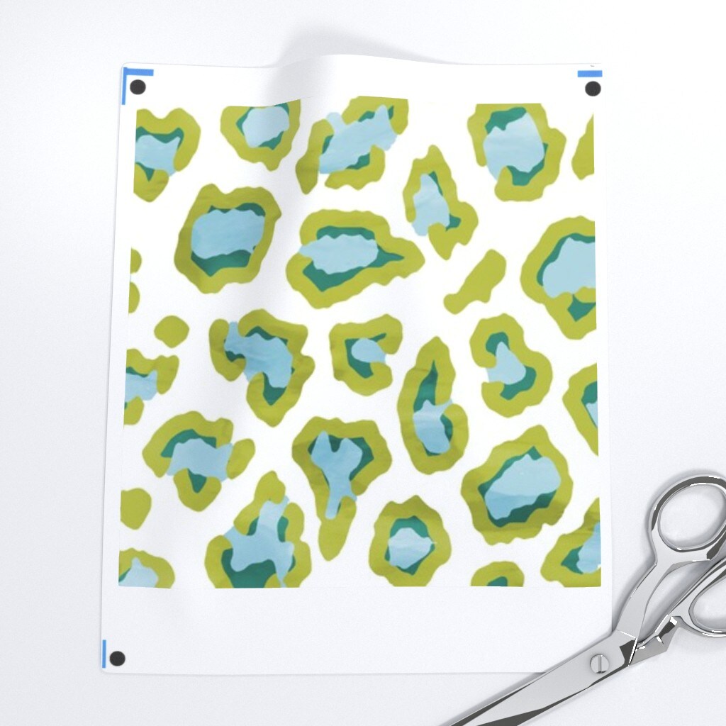 Leopard Blue Green Watercolor Animal Skin Abstract Painterly Custom Printed Fabric by Spoonflower Various Fabrics by the Yard or Fat Quarter