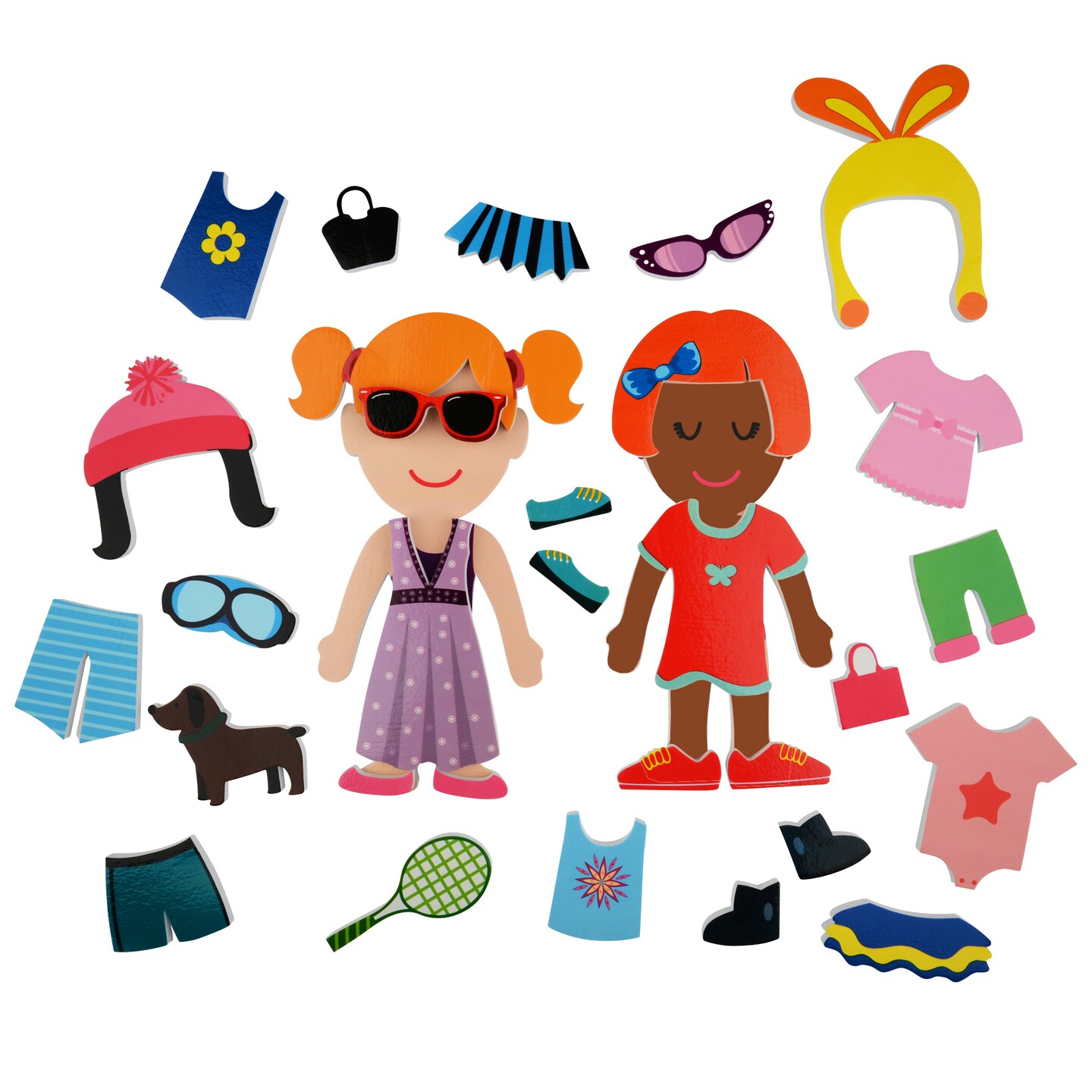 Buddy & Barney: Dressing Up Bath Time Stickers - 32 Reusable Foam Stickers & Mesh Storage Bag, Mix & Match, Fun Tub Water Toy, Toddlers & Kids Age 3+