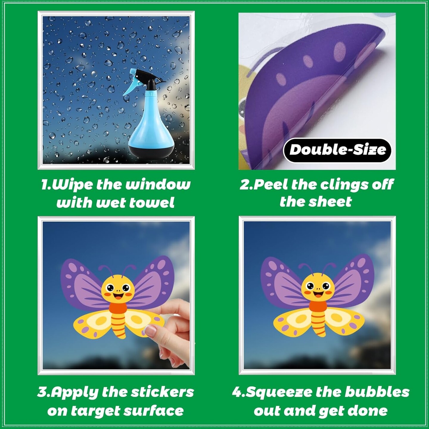 Hello Spring Window Clings 86 Pack – Summer Flowers, Butterflies & Bugs Static Cling Decorations for Classroom, Home, Kids Window Stickers
