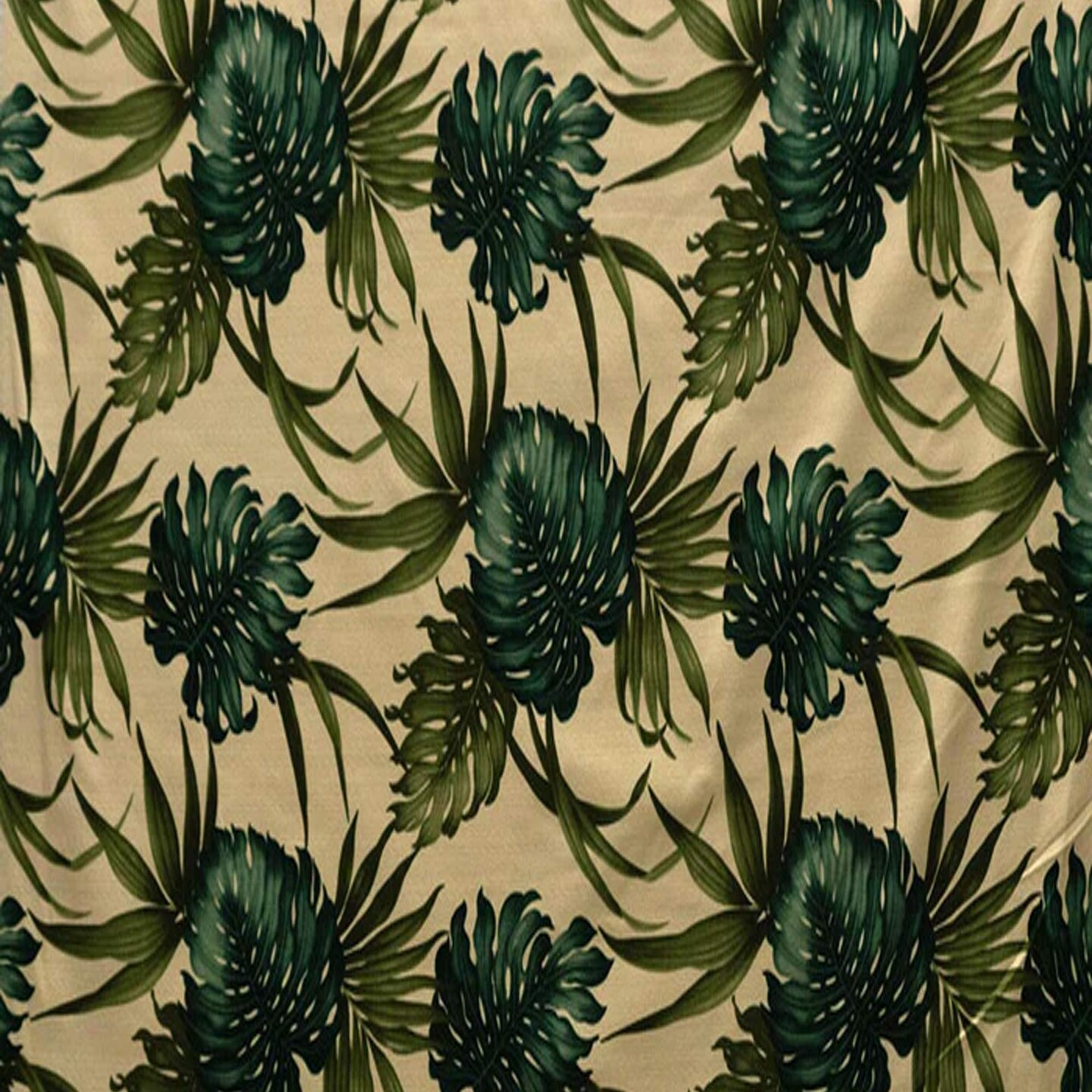 1 Yard Monstera Leaf Dypsis Lutescens Heavy Barkcloth Fabric, 100% Cotton, 36in L x 57in W
