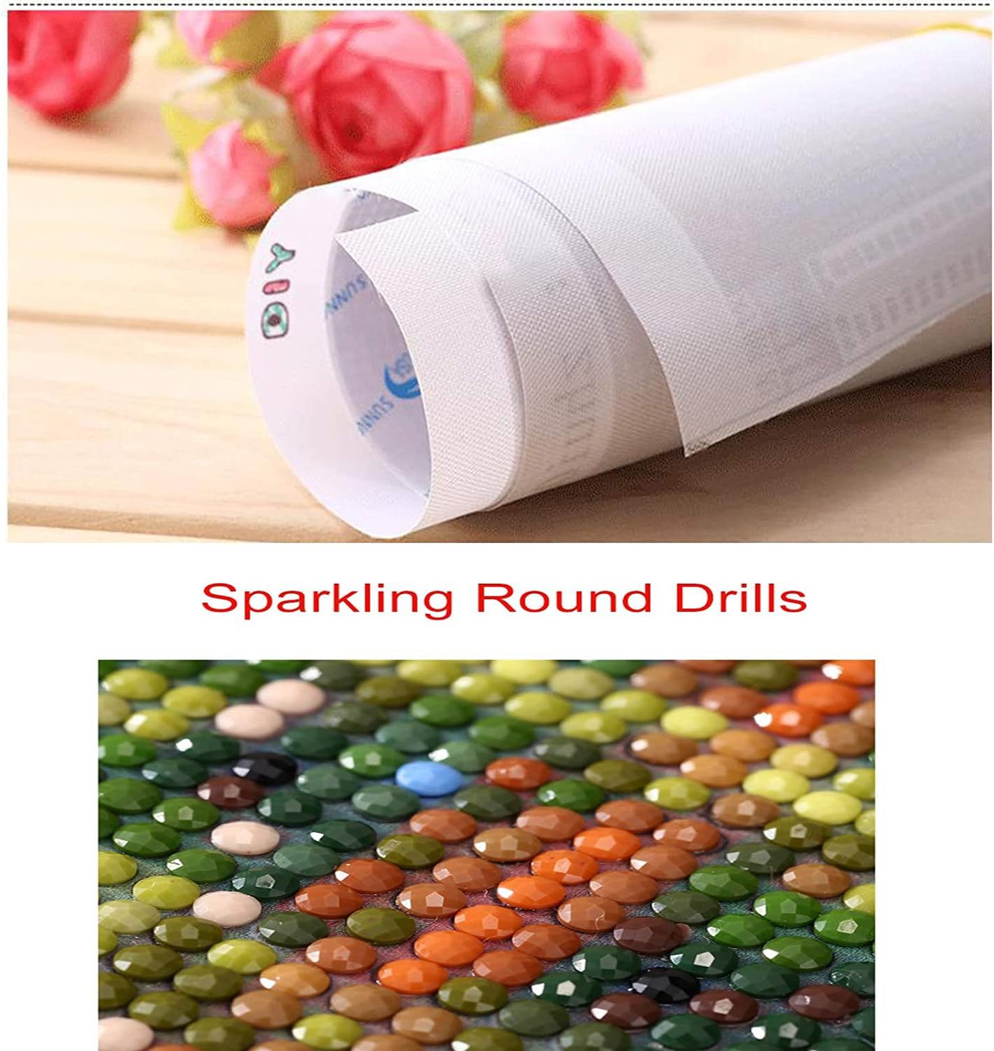 5D DIY Cute Art Kits for Beginners,Round Full Drills Diamond Dots Gem Art - 14X14 Inch