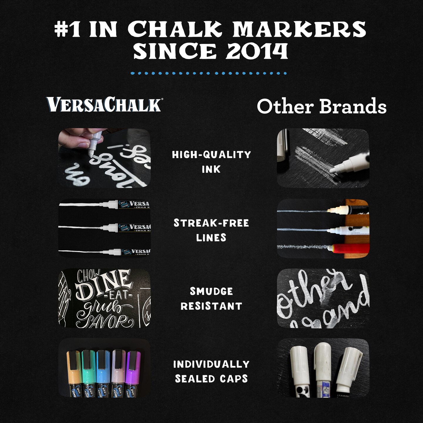 VersaChalk 28 Count Liquid Chalk Markers &#x2013; 3mm Fine Tip, Erasable, Non-Toxic Chalk Pens for Chalkboards, Glass, and Windows &#x2013; Easy Wipe