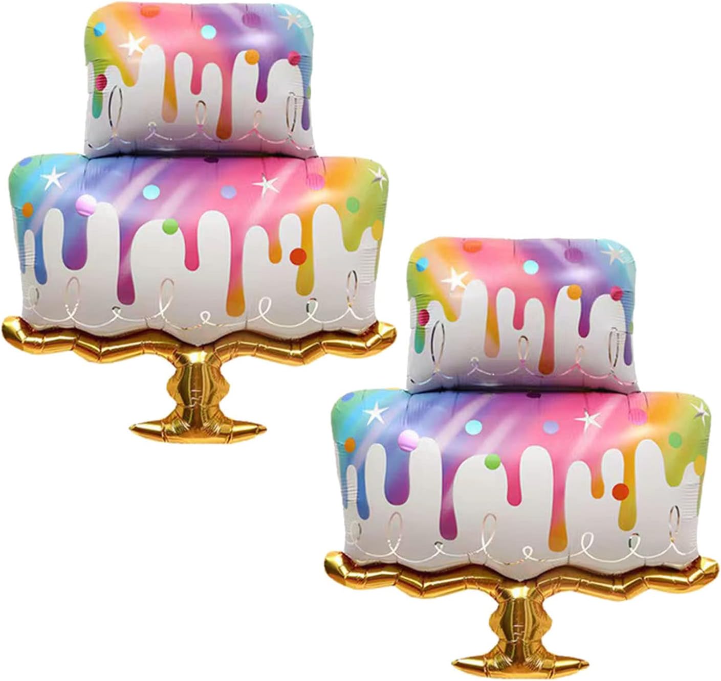 2PCS Large Happy Birthday Foil Balloons – Cake & Cupcake Mylar Balloons for Birthday Party Decorations (Multicolor)
