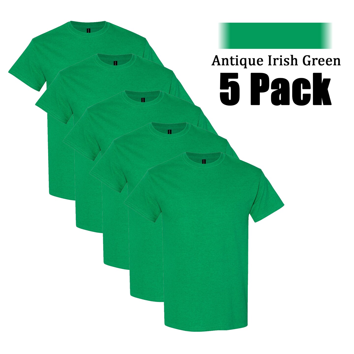Gildan Unisex Heavy Cotton T-Shirt, Antique Irish Green, 5 Pack – Craft, Boho & DIY Ready