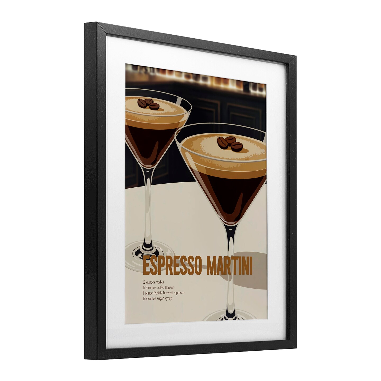 Stupell Industries Sleek Modern Espresso Martini Framed Print Under Glass, design by Andreas Magnusson
