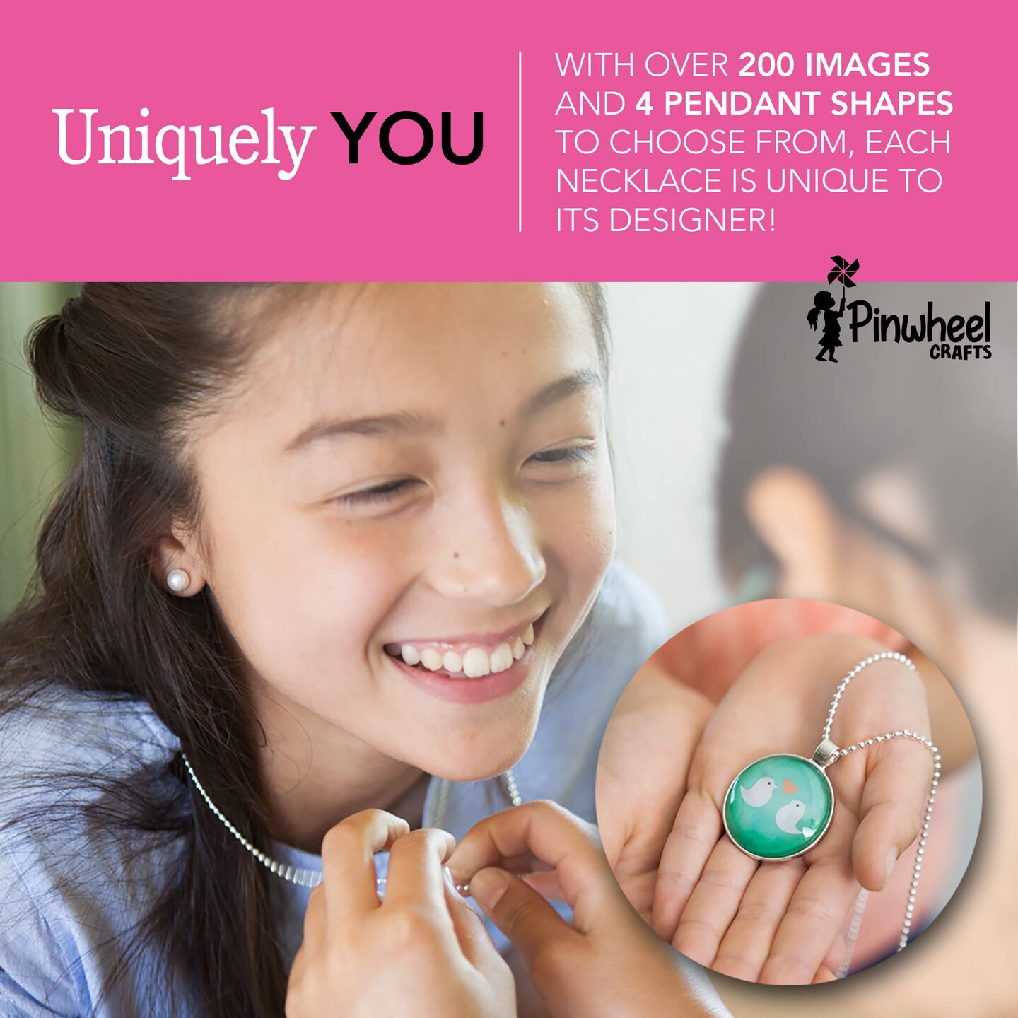 Crafts Pendant Jewelry Making Kit for Girls 8-12+ Years, Necklace and Bracelet Making Kit for Kids – Single Craft to Create Multiple Necklace & Bracelet for Teens with 200 Designs