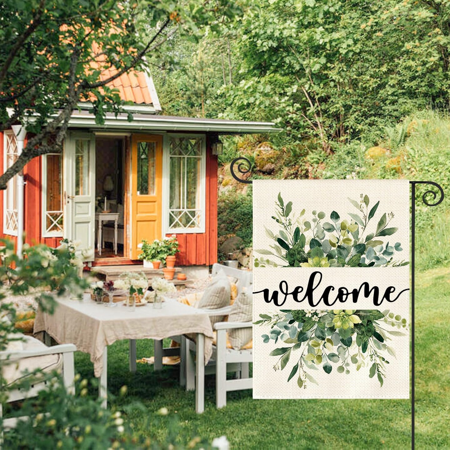Spring Summer Floral Welcome Garden Flag 12x18 Inch Double Sided Outside