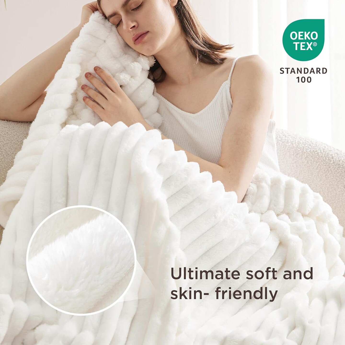 White Throw Blanket for Couch - GentleSoft Cozy Soft Blankets for Women, Cute Small Fleece Throws for Girls, House Bedroom Decor Aesthetic Gift for Women, Off White, 50x70 Inches