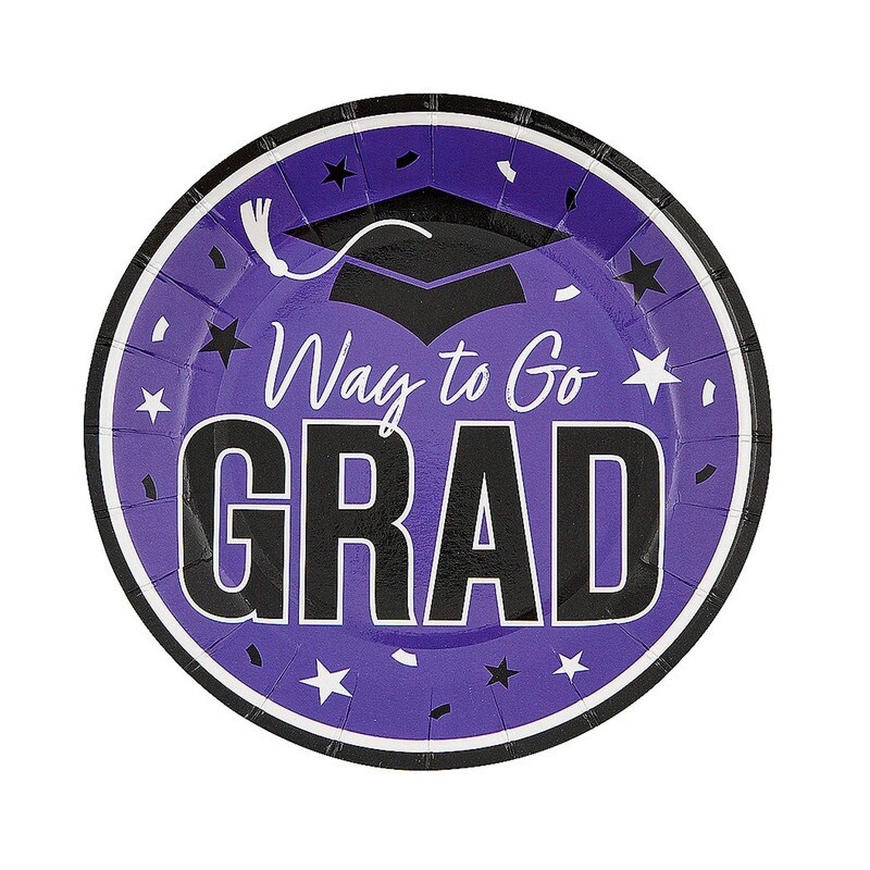 7 1/4" Way to Go Grad Disposable Paper Dessert Plates 25 Count