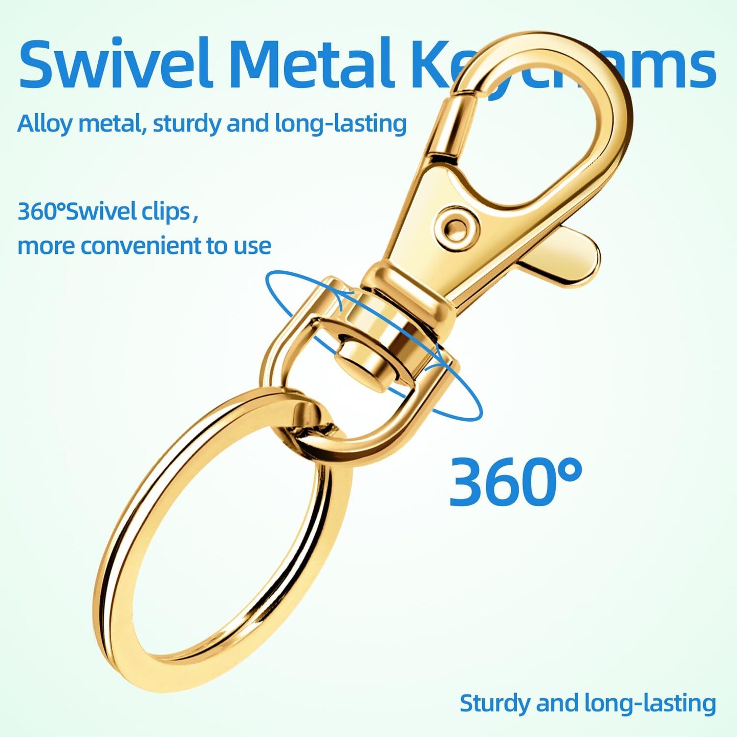 60PCS Metal Swivel Snap Hooks and Key Rings, 30PCS Lobster Claw Clasps and 30PCS Flat Key Rings for Key Chain Rings, Keychain Accessories, Keychain Rings Making kit (Golden)