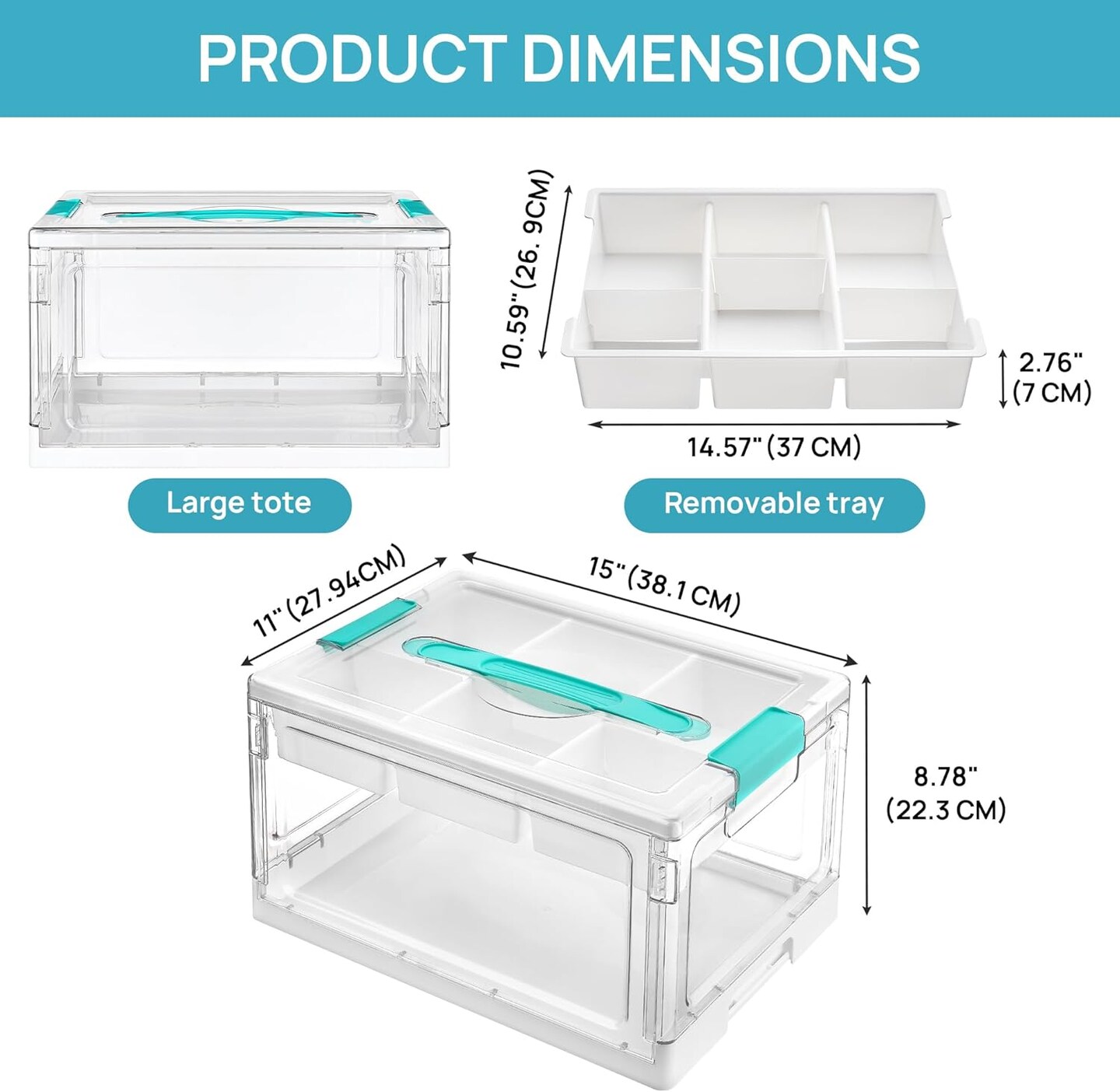 24 QT Clear Plastic Craft Organizers and Storage Box with Removable Trays and Dividers,Art Supply Organizers and Storage,Ideal Containers for coloring Books,Toys,Craft Supplies,1 Pack