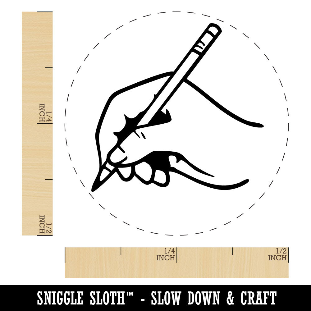 Delicate Hand with Pencil Writing Drawing Self-Inking Rubber Stamp for Stamping Crafting Planners