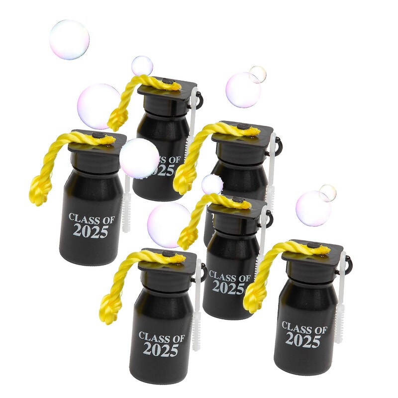 2 1/4" Graduation Class of 2025 Plastic Bubble Bottles 12 Pieces