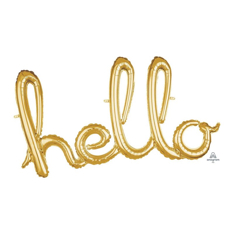 Anagram&#xAE; 39 Inch Hello Gold Script Phrase Balloon