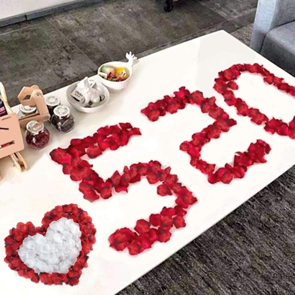 2000 PCS Red and 2000 PCS White Dark Silk Rose Petals Wedding Flower Decoration