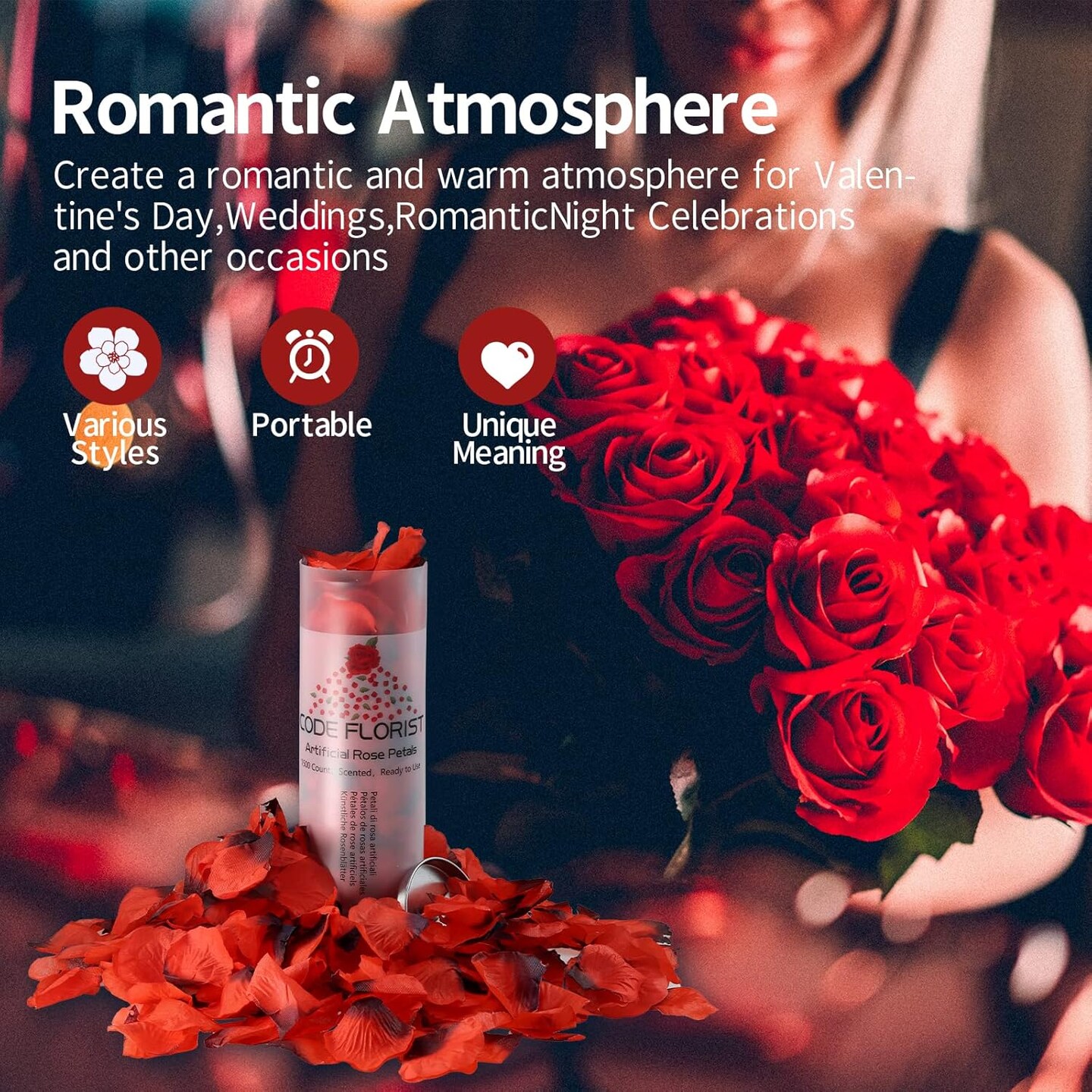 1500 PCS Dark-Red Silk Rose Petals for Valentine's Day,Romantic Night,Wedding,Proposal Anniversary Flower Decorations