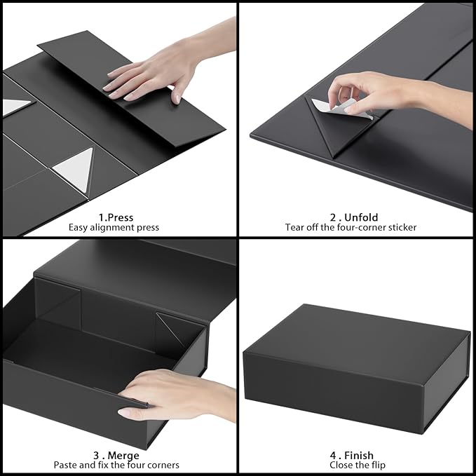 Black Gift Box 11.9&#x22; x 8.5&#x22; x 3.3&#x22; with Magnetic Closure Lid Gift Box for Presents,Bridesmaid Gifts Box,Cute Box,Birthday Gift box,Luxury for Gift Packaging, Magnetic Gift Box for Wrapping Gifts