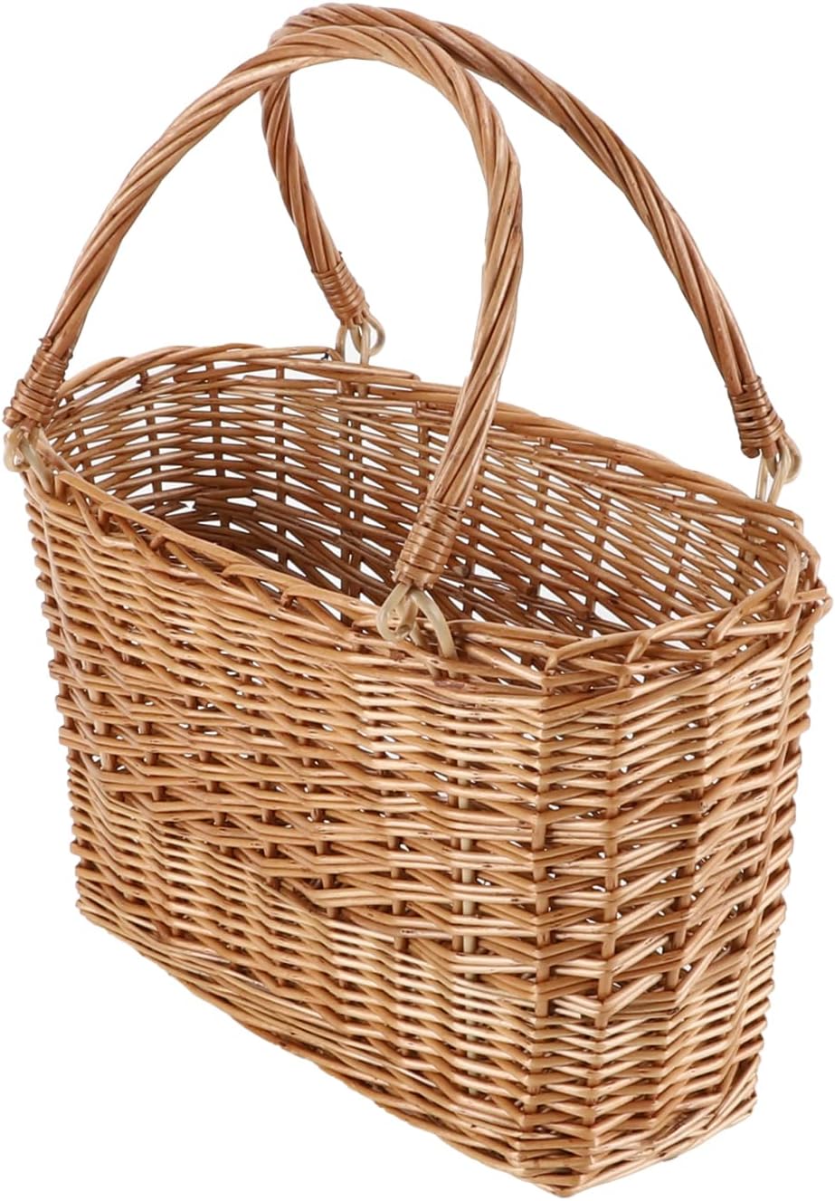 Natural Wicker Picnic Basket with Handle - Woven Willow Basket for Eggs, Candy, Groceries, Flowers, Gifts, Home &#x26; Outdoor Storage, 13x6x8 inches