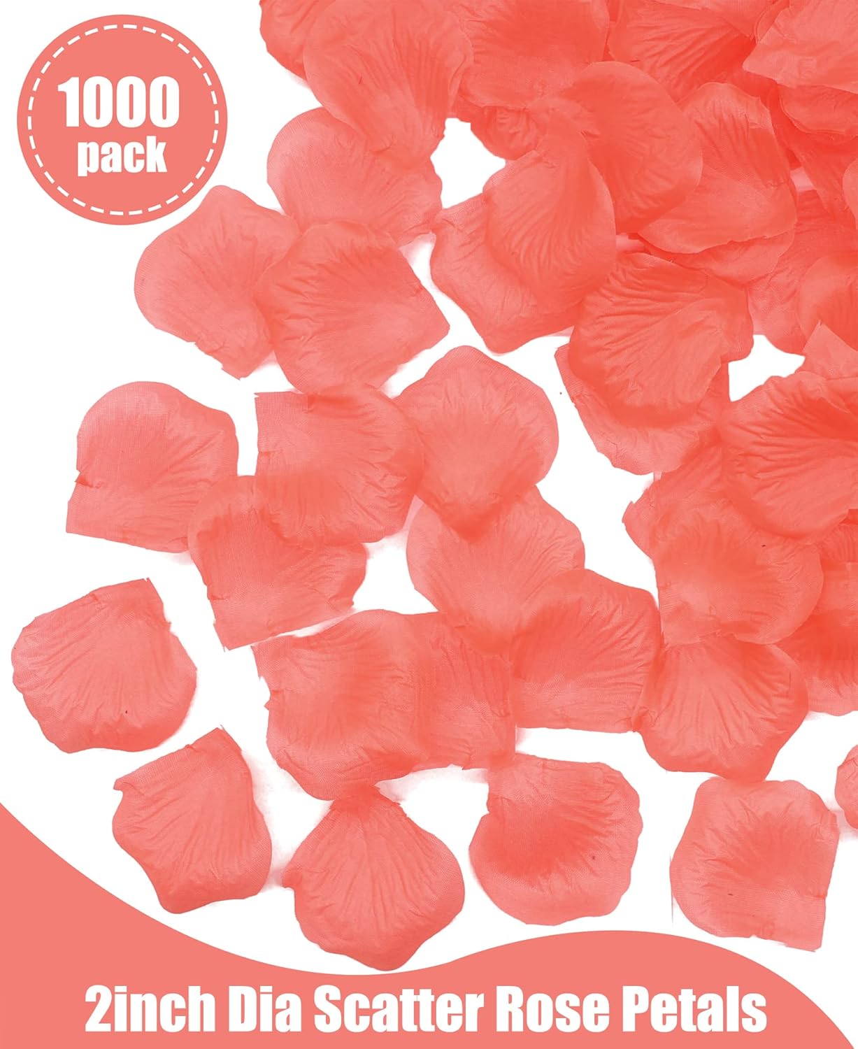 1000PCS Coral Wedding Flower Confetti Scatter Rose Petals for Flower Girl Wedding