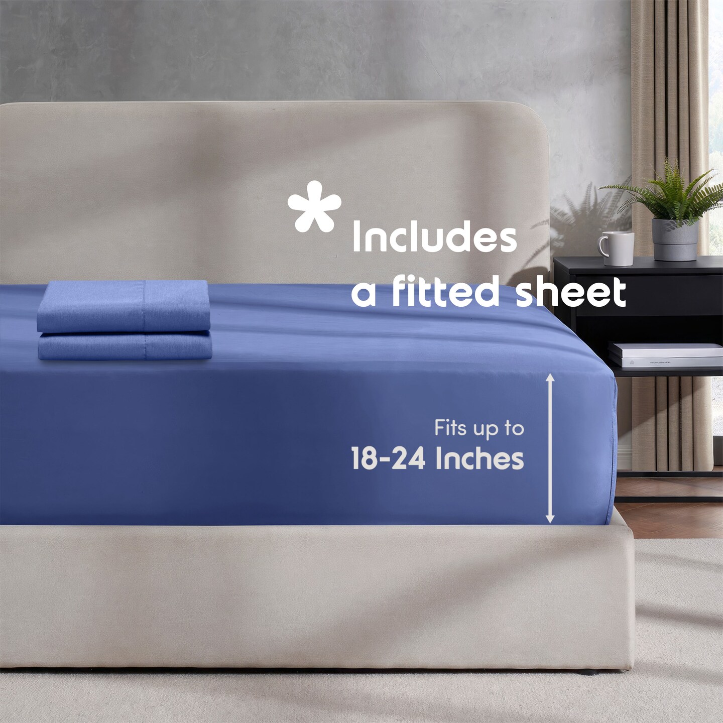 Hearth & Harbor Duvet Cover With Fitted Sheet Soft Double Brushed Bedding Set