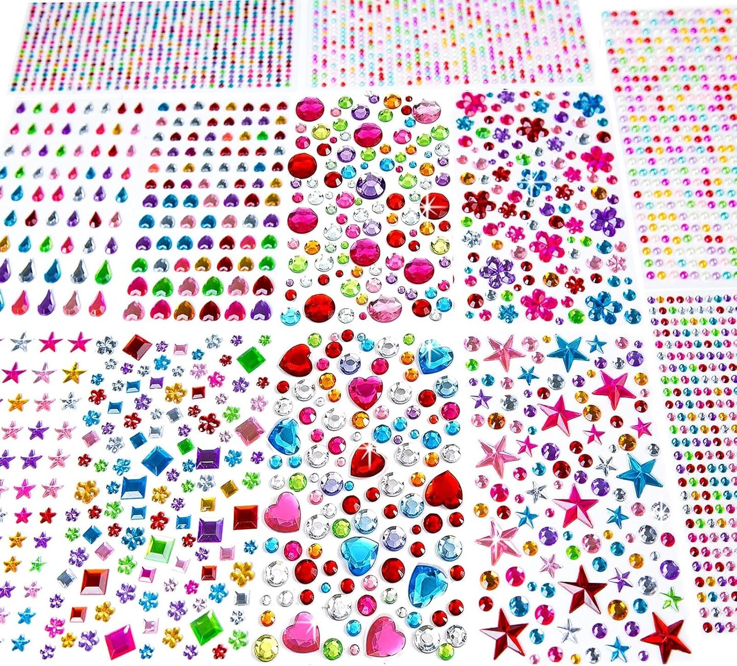 3228pcs Gems Stickers, Self Adhesive Rhinestone Jewel Stickers