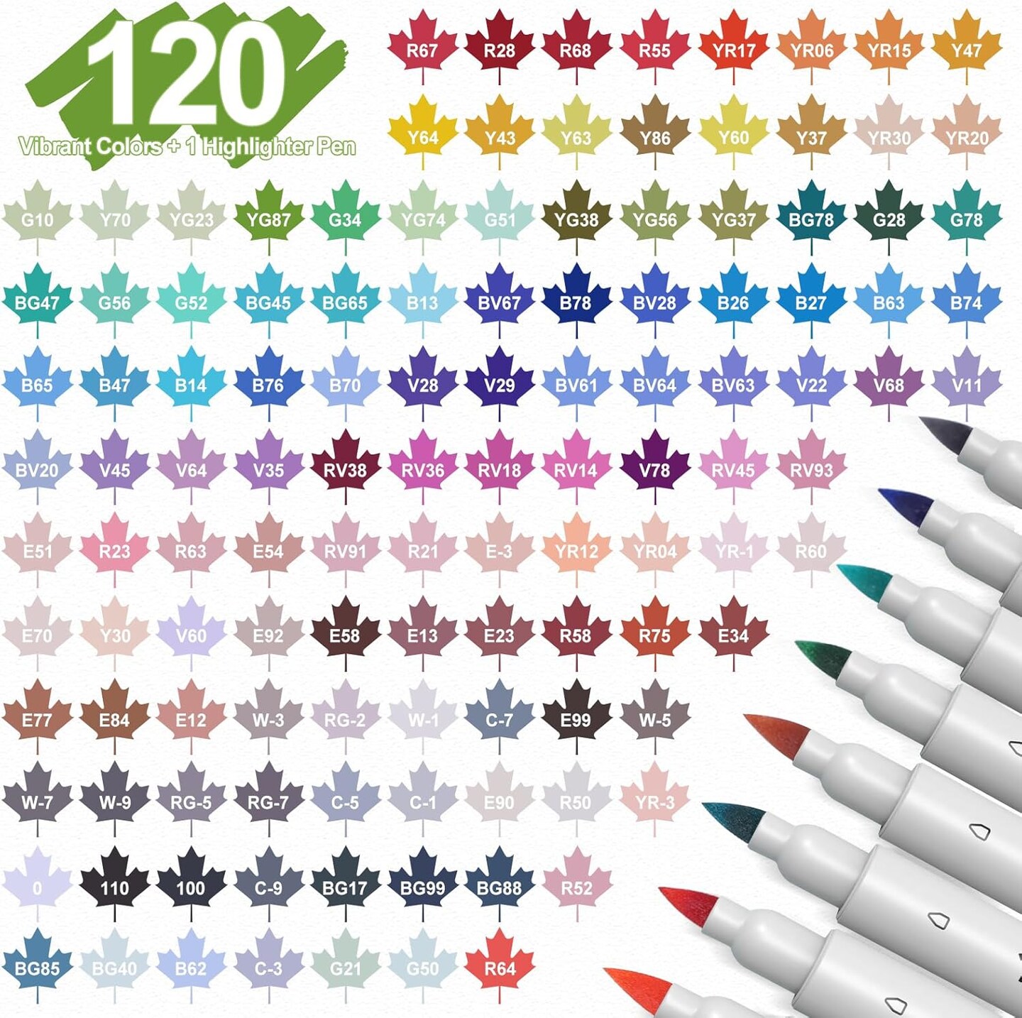 120 Colors Dual Tip Alcohol Markers Set