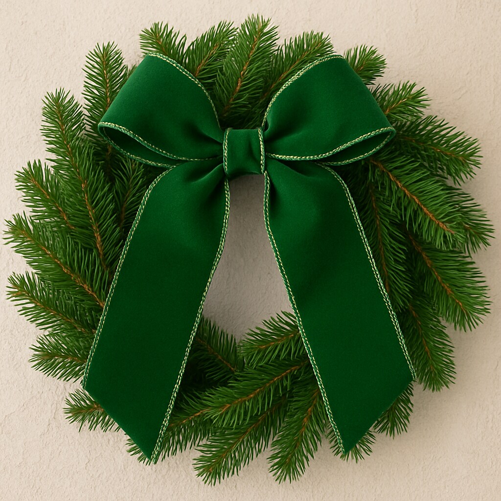 Designer’s Shop WR 63-5110 2.5” x 10 yard Holiday Velvet Green with Metallic Silver wired edge ribbons