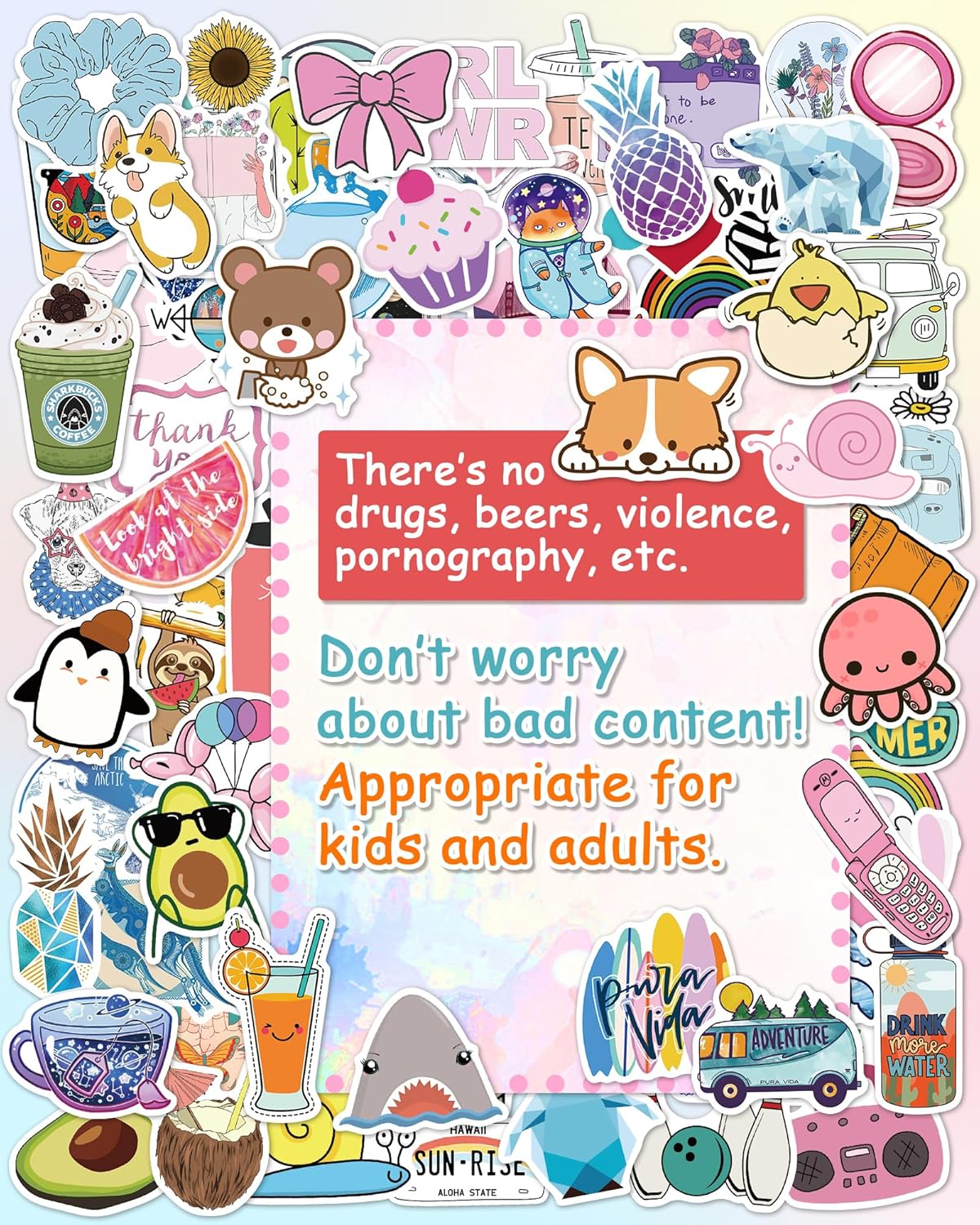 Sticker for Water Bottles, 300 Pcs/Pack Cute Vinyl Waterproof Vsco Laptop Stickers