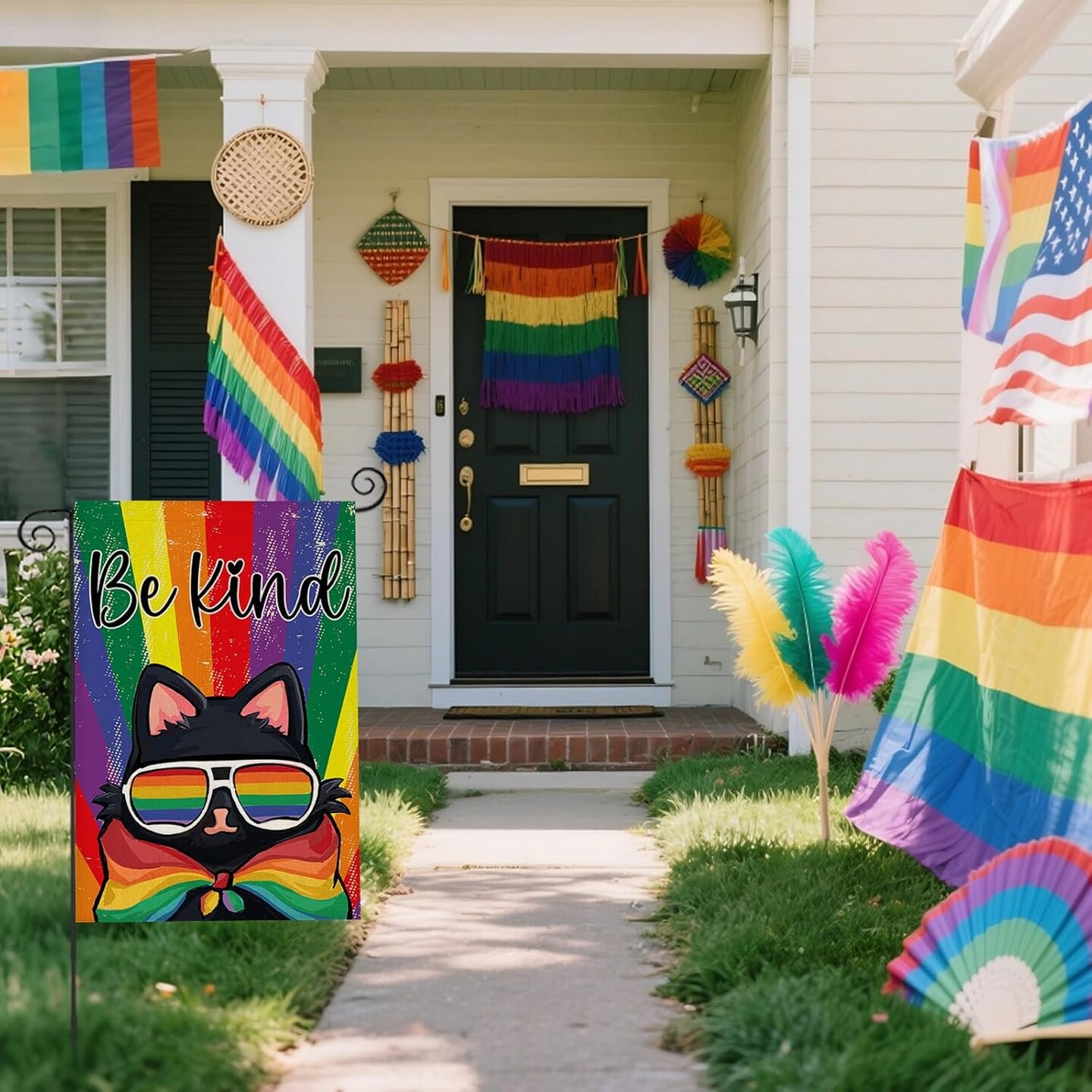 Be Kind Rainbow Pride Garden Flags, 12x18 Inch Double Sided