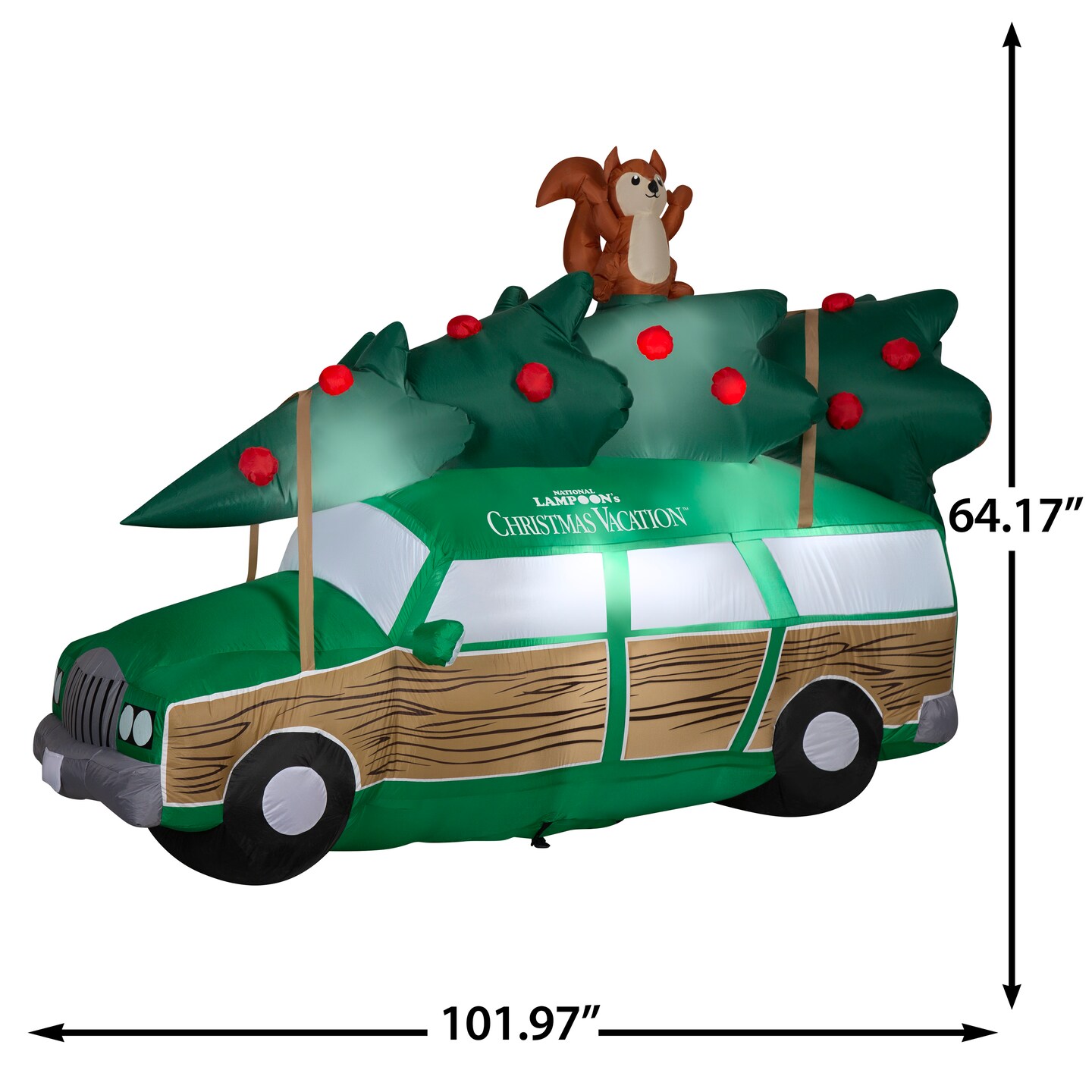 8.5' Gemmy Airblown Inflatable Animated Clark Griswold Station Wagon w/ Tree and Squirrel Yard Decoration 882269