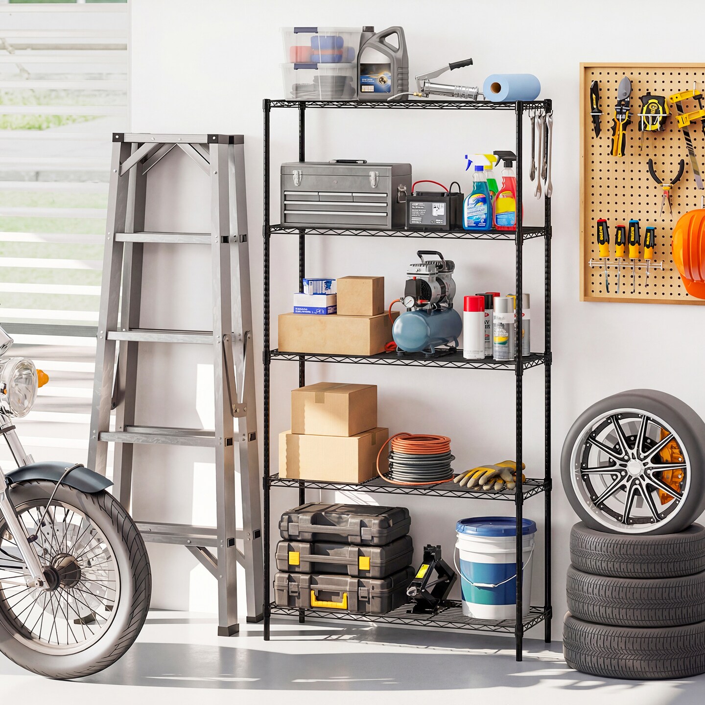 5-Tier Metal Storage Shelves Adjustable Heavy Duty Wire Rack 1250 lbs