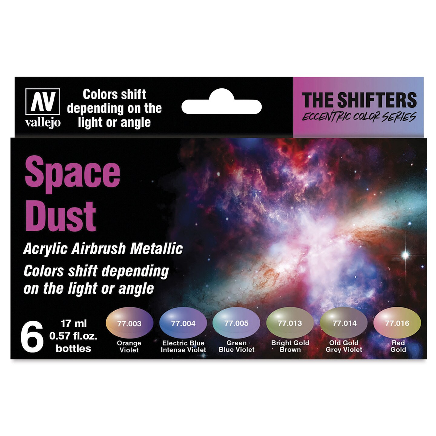 Vallejo The Shifters Eccentric Acrylic Airbrush Colors - 17 ml, Set of 6, Space Dust