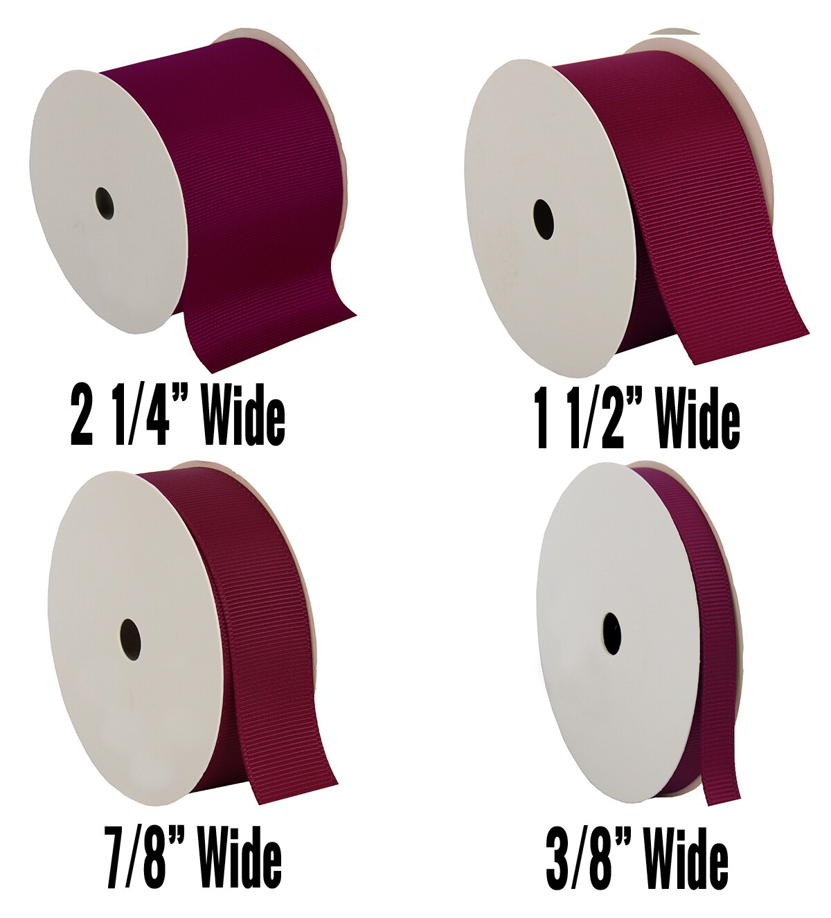 Threadart Grosgrain Ribbon Rolls - 10 yd rolls - 4 Widths 25 Colors - Solid Colors Ribbed Pattern - For Bows, Decorations, Hair Clips, and More