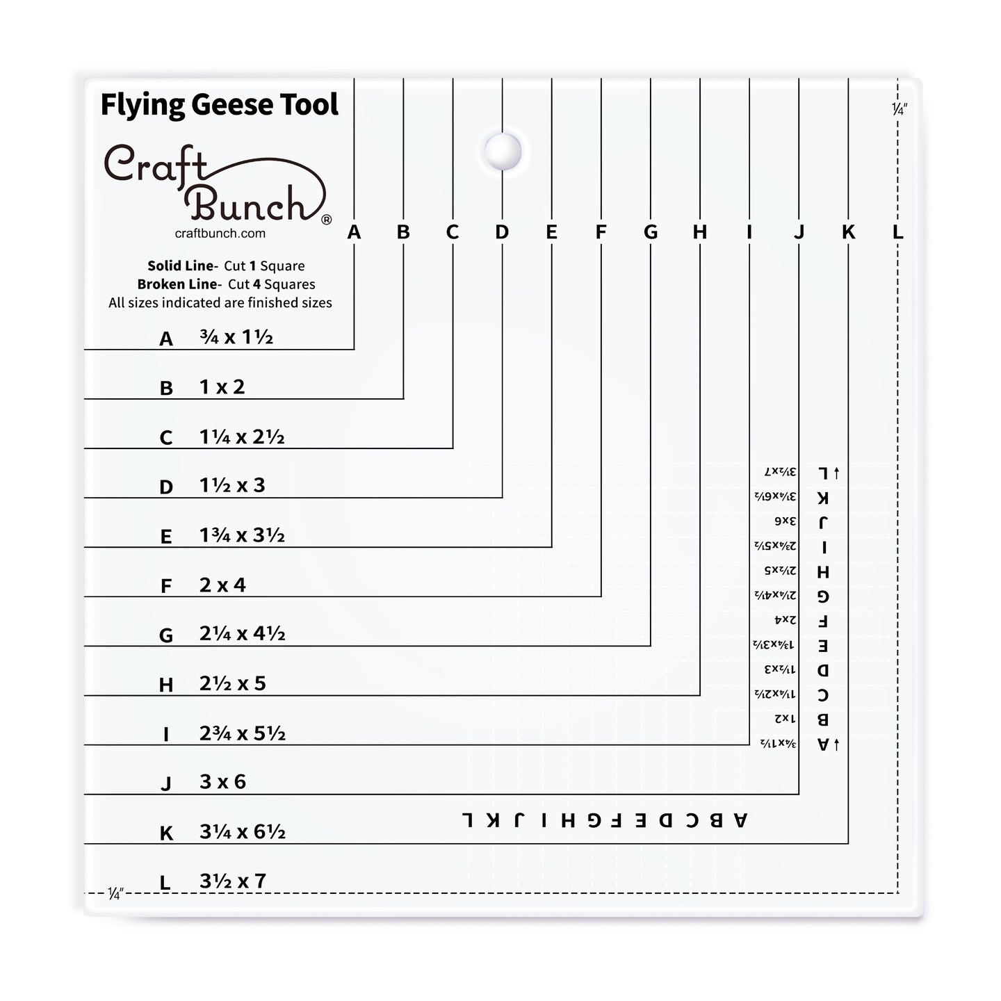Non-Slip Flying Geese Tool Quilting Ruler Template - 8.5" x 8.5"