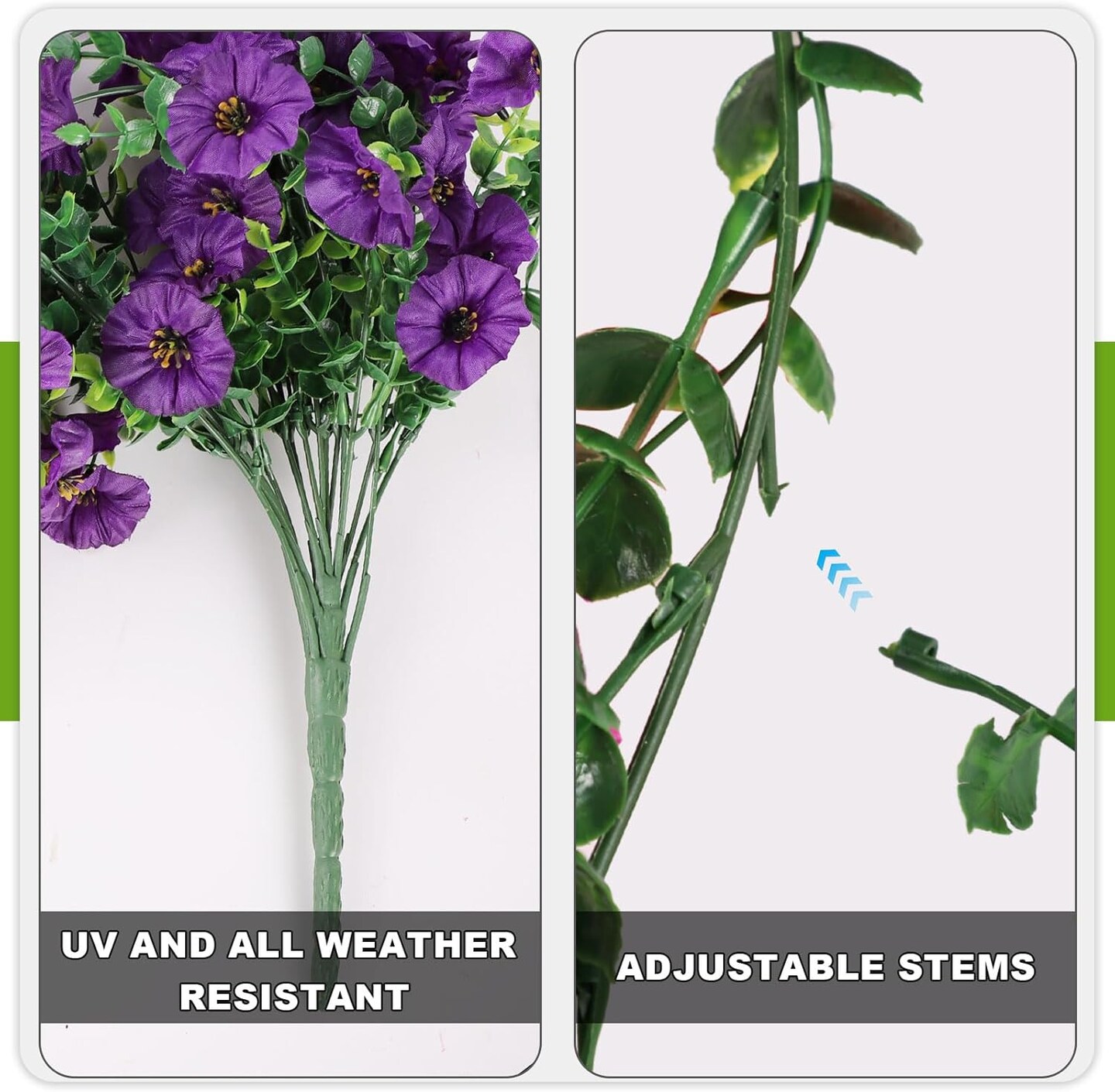 2PCS Artificial Hanging Flowers – Silk Morning Glory with Eucalyptus for Outdoor & Indoor Decor