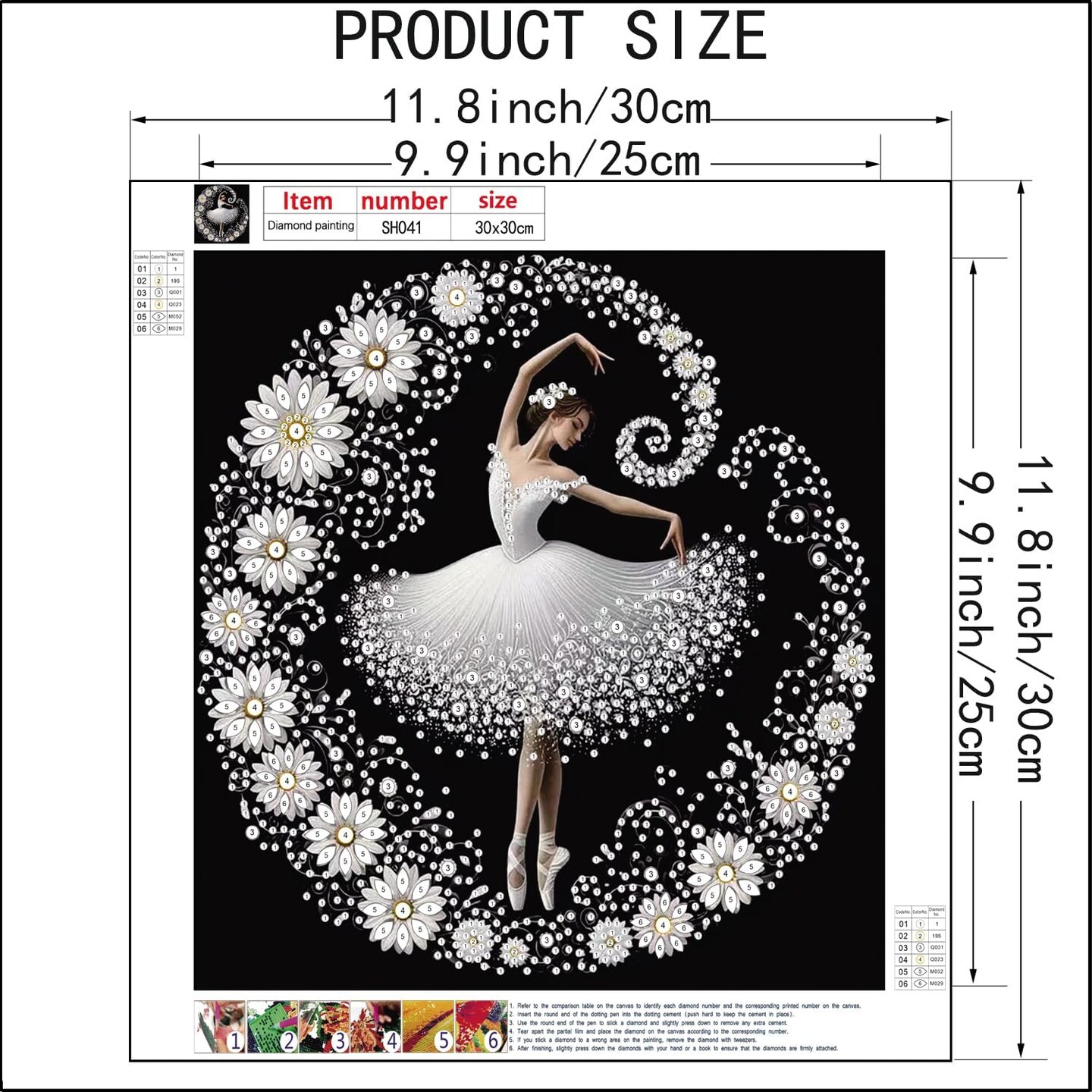 Elegant Dancer Flowers 5D Diamond Painting Kit – Special Shape Crystal Rhinestones, 12×12inch, Perfect for Adults & Beginners