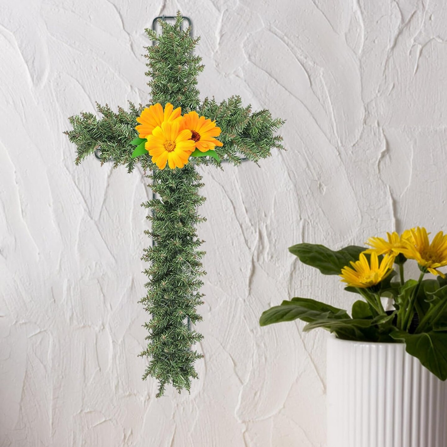 Wire Wreath Frame for Easter, 2Pcs Cross Shaped Wreath Form for Crafts Floral Decorations on Easter, Weddings, Christmas Home Party Celebrations