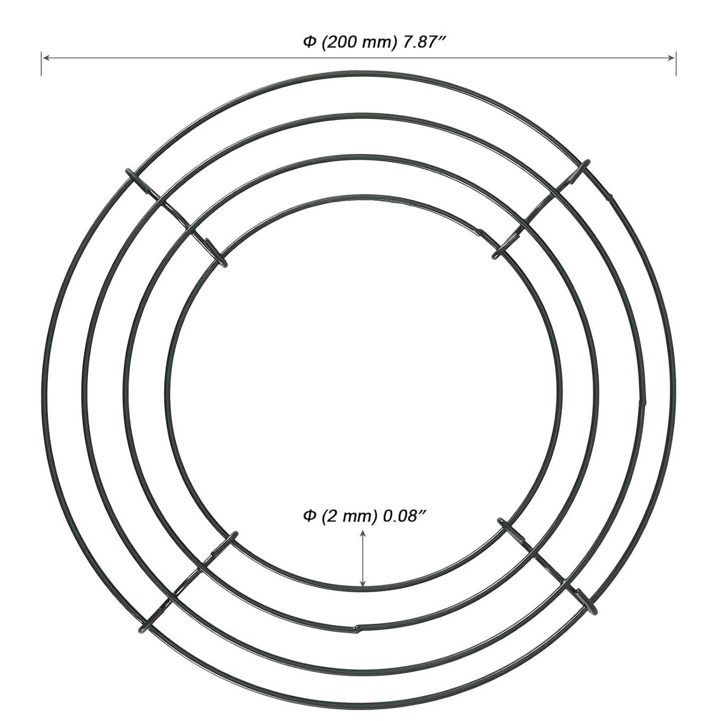 20 Pack 8 Inch Wire Wreath Frame, Round Green Metal Wreath Frame, Floral Crafts Wreath Form for DIY Christmas Wedding Party