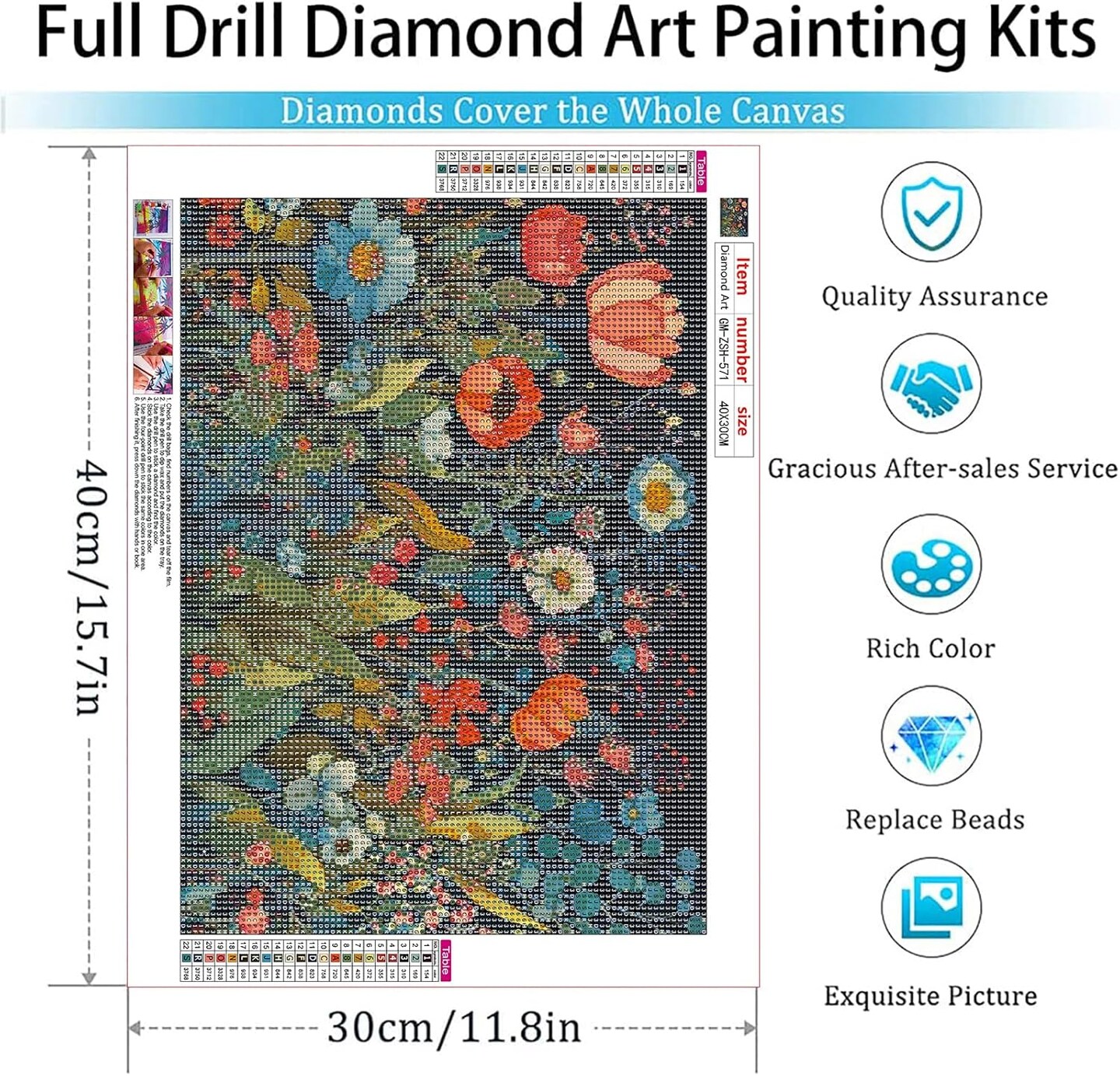 Diamond Painting Kits for Adults, Flower 5D Diamond Art Kits for Beginner DIY Full Drill Diamond Dots Crystal Craft Kits for Home Wall Decor Gifts 11.8x15.7 inch