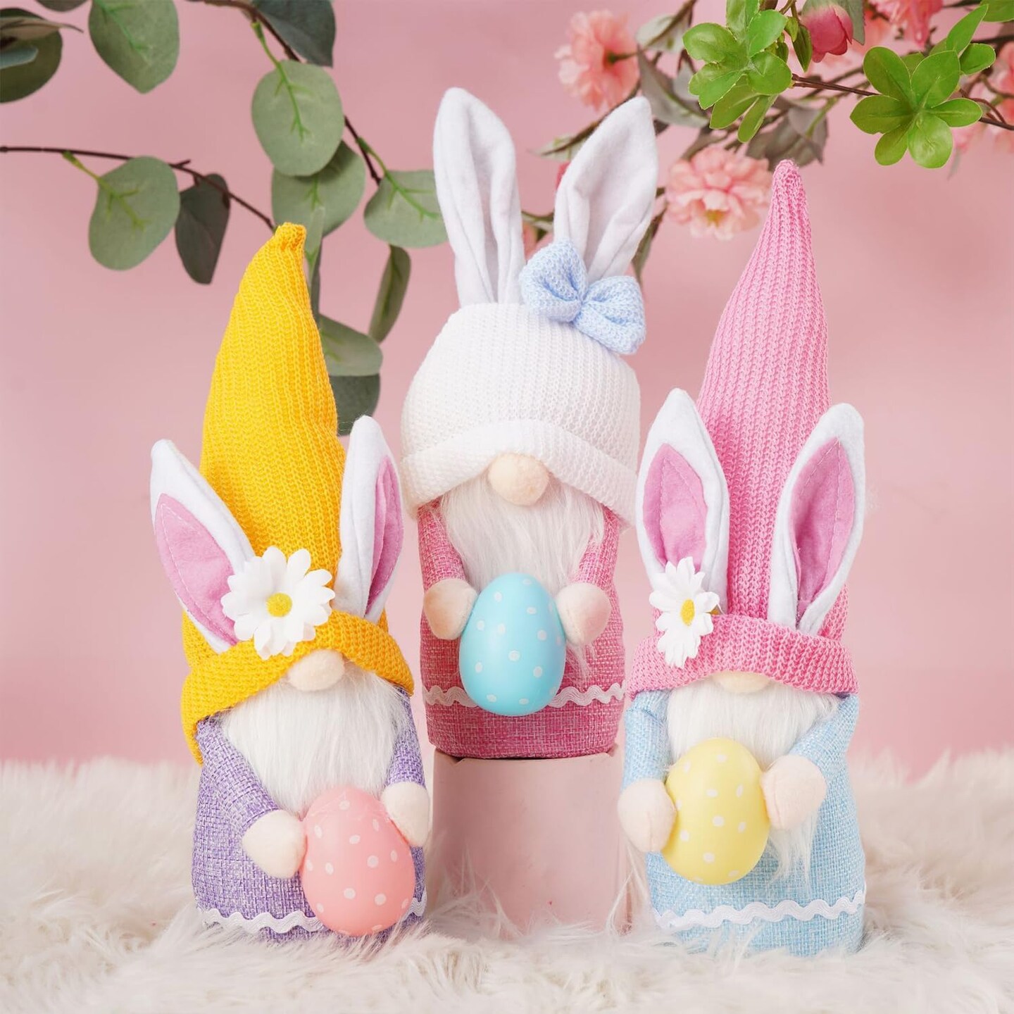 3 Pcs Easter Gnome Bunny, Easter Gnomes Plush, Easter Gnomes Decorations for Home, Spring Easter Gnomes Plush Doll Easter Bunny Gnomes Decor, Easter Bunny Gnomes Plush