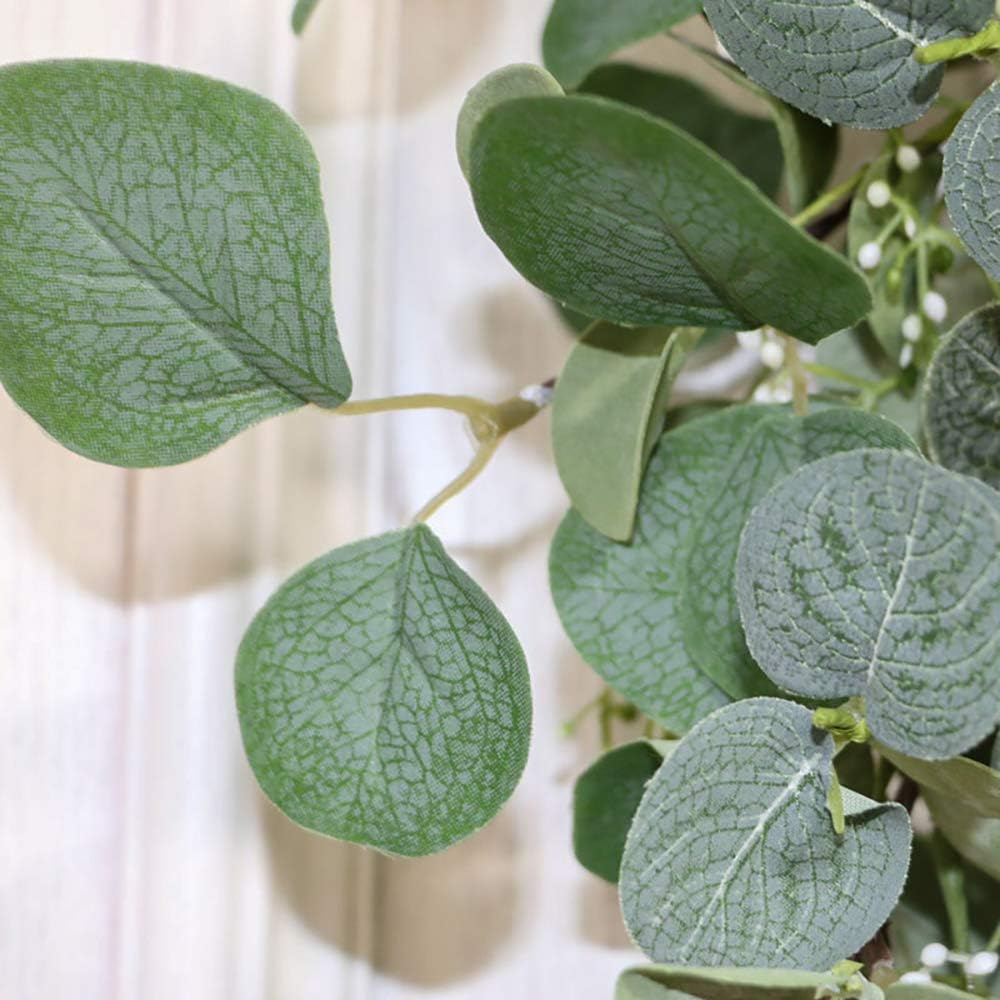 Artificial Eucalyptus Spring Wreath - 20&#x22; Fake Green Leaves Eucalyptus Wreath with Seeds for Front Door, Wall, Window, Farmhouse Decoration