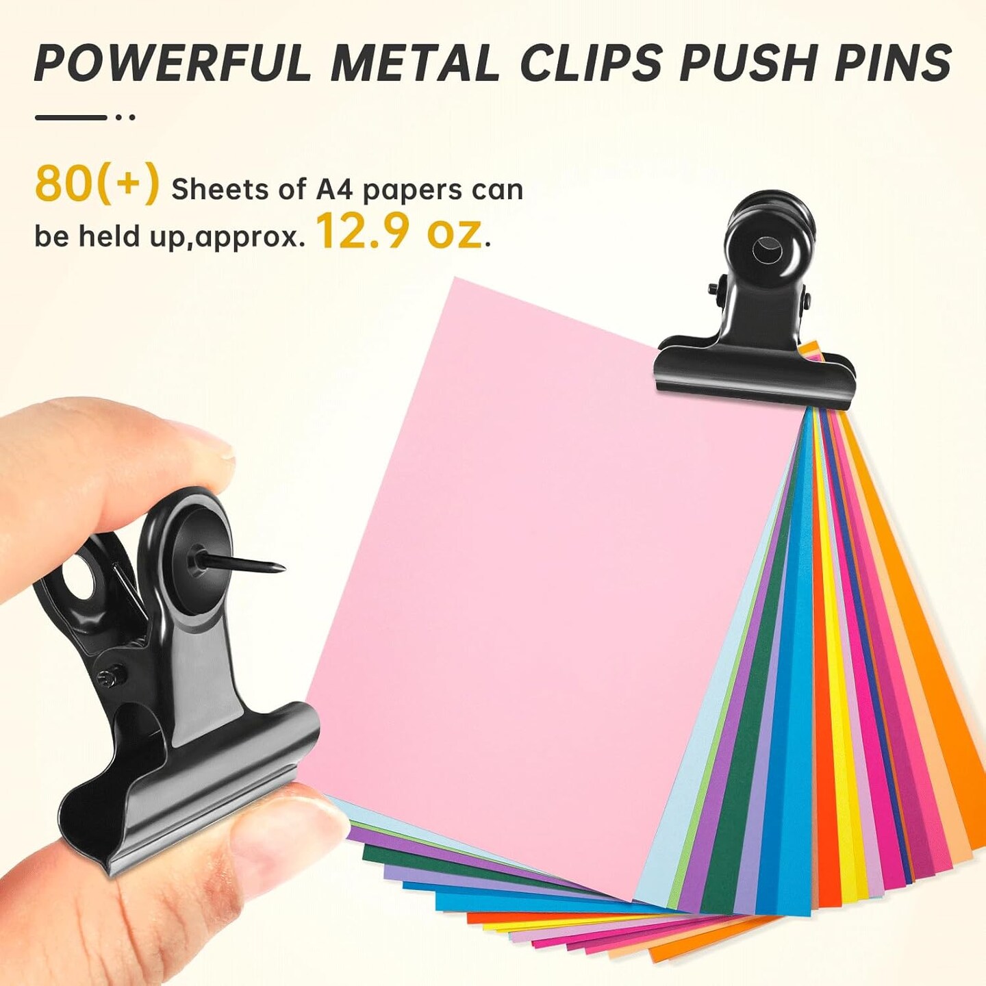 36 Pieces Black Push Pins Clips Metal Push Pins with Clips Black Pushpin Clips Bulldog Clips with Pins Thumb Tacks for Bulletin Board Cork Board Cubicle Wall for Classroom School Office
