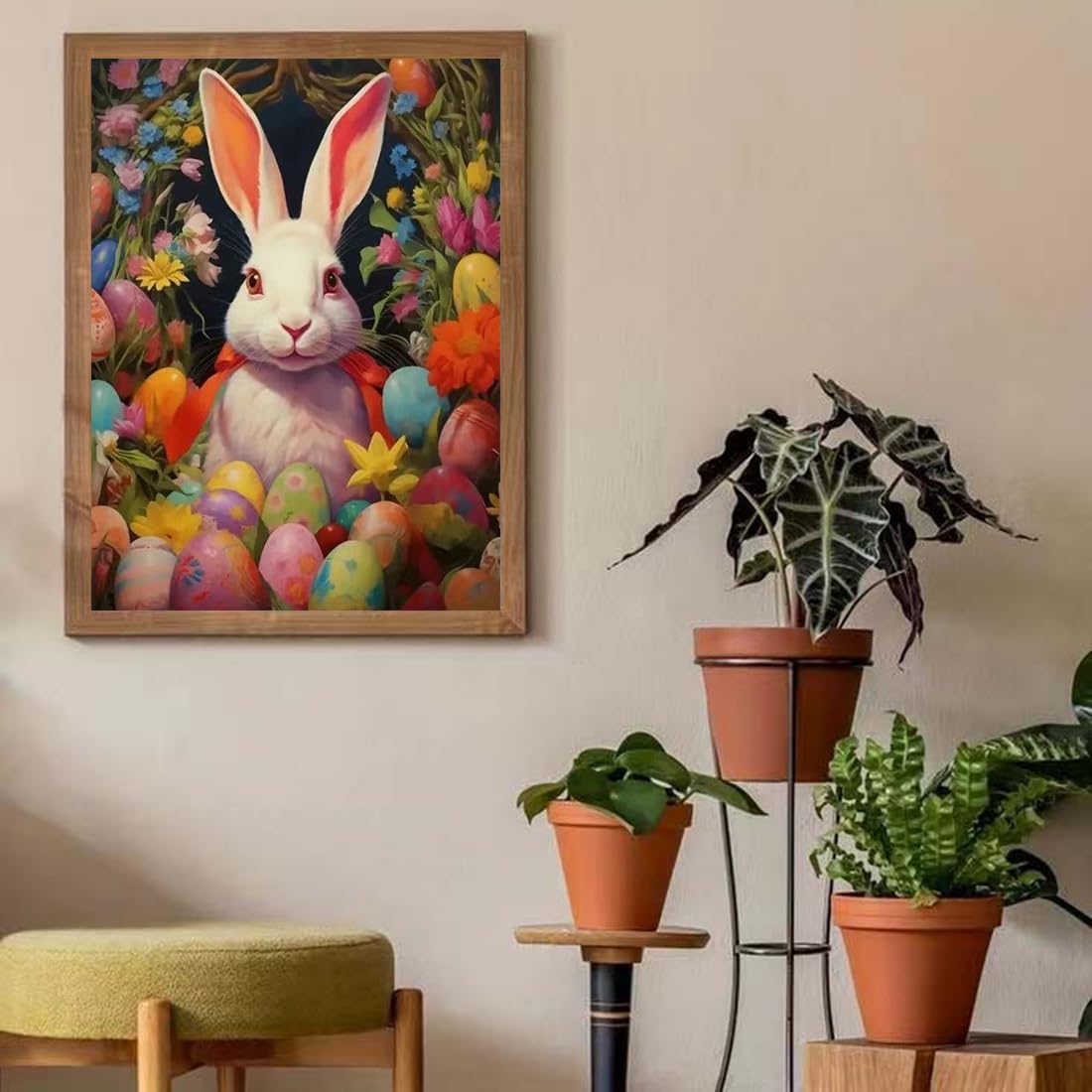 Bunny Diamond Art Kits For Adults Easter Paint With Diamonds Gem Art For Beginners,Large Diamond Painting For Adults,Full Drill Diamond Painting Kits Arts And Crafts For Home Wall Decor 12 X 16inch