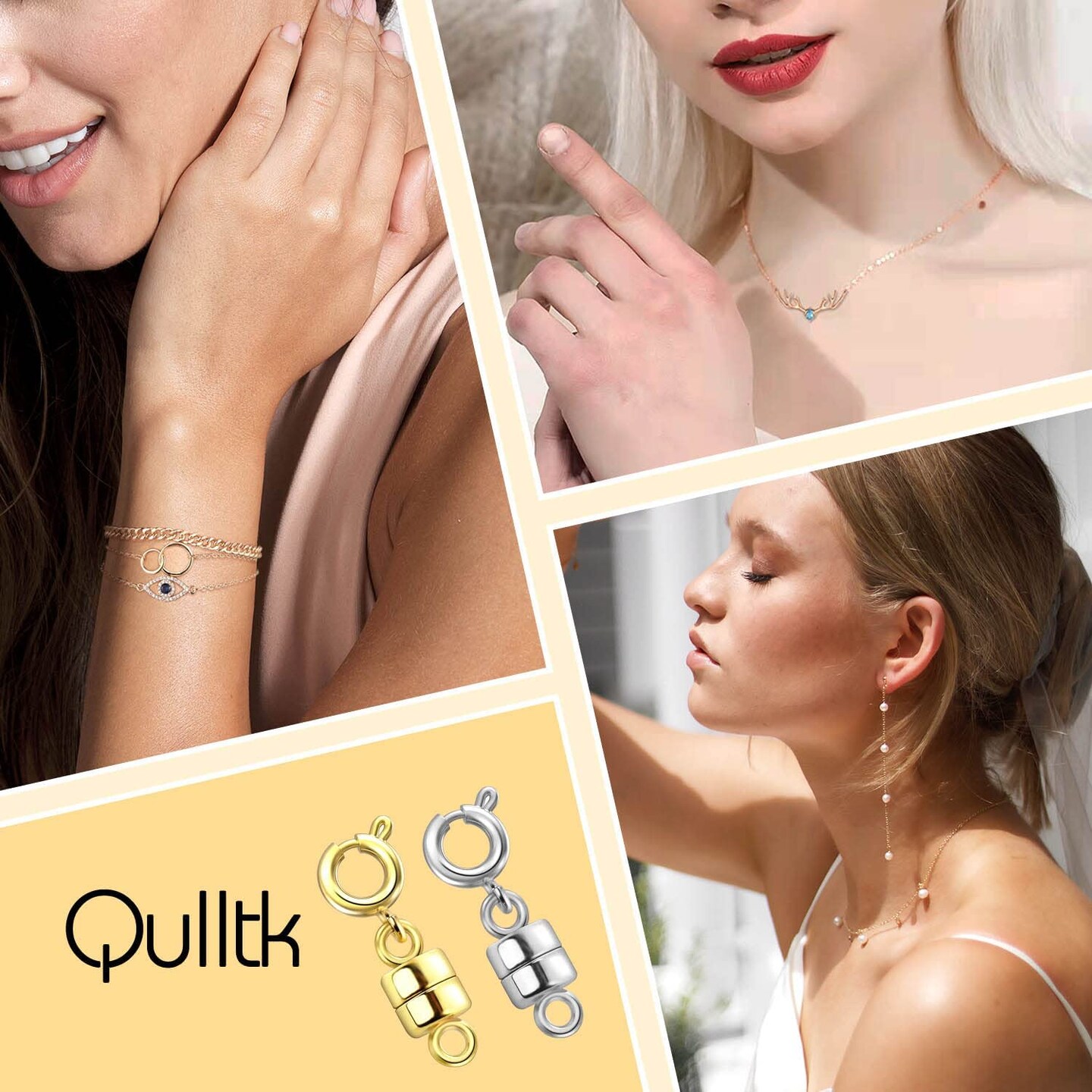 Magnetic Necklace Clasps and Closures 18K Gold and Silver Plated Bracelet Converter Clasp,Suitable for Necklaces Chain Extender