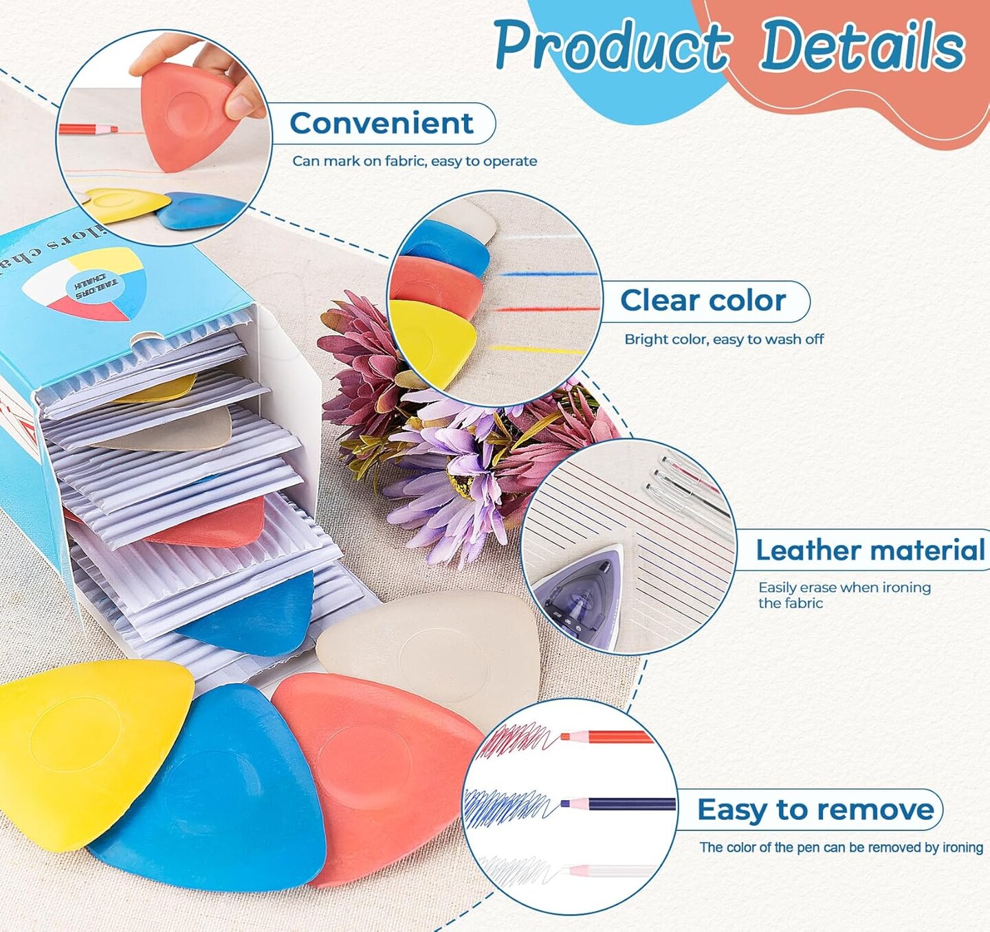 Sewing Tools Kit &#x2013; 10 Chalks, 5 Markers, 12 Erasable Pens, 20 Clips &#x26; Gauge Ruler