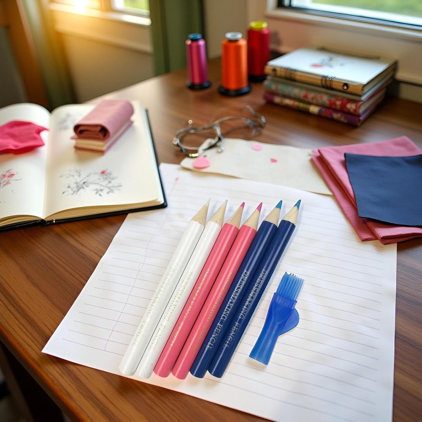 Sewing Fabric Pencils with Brush Tailor Pencils (Aqua)